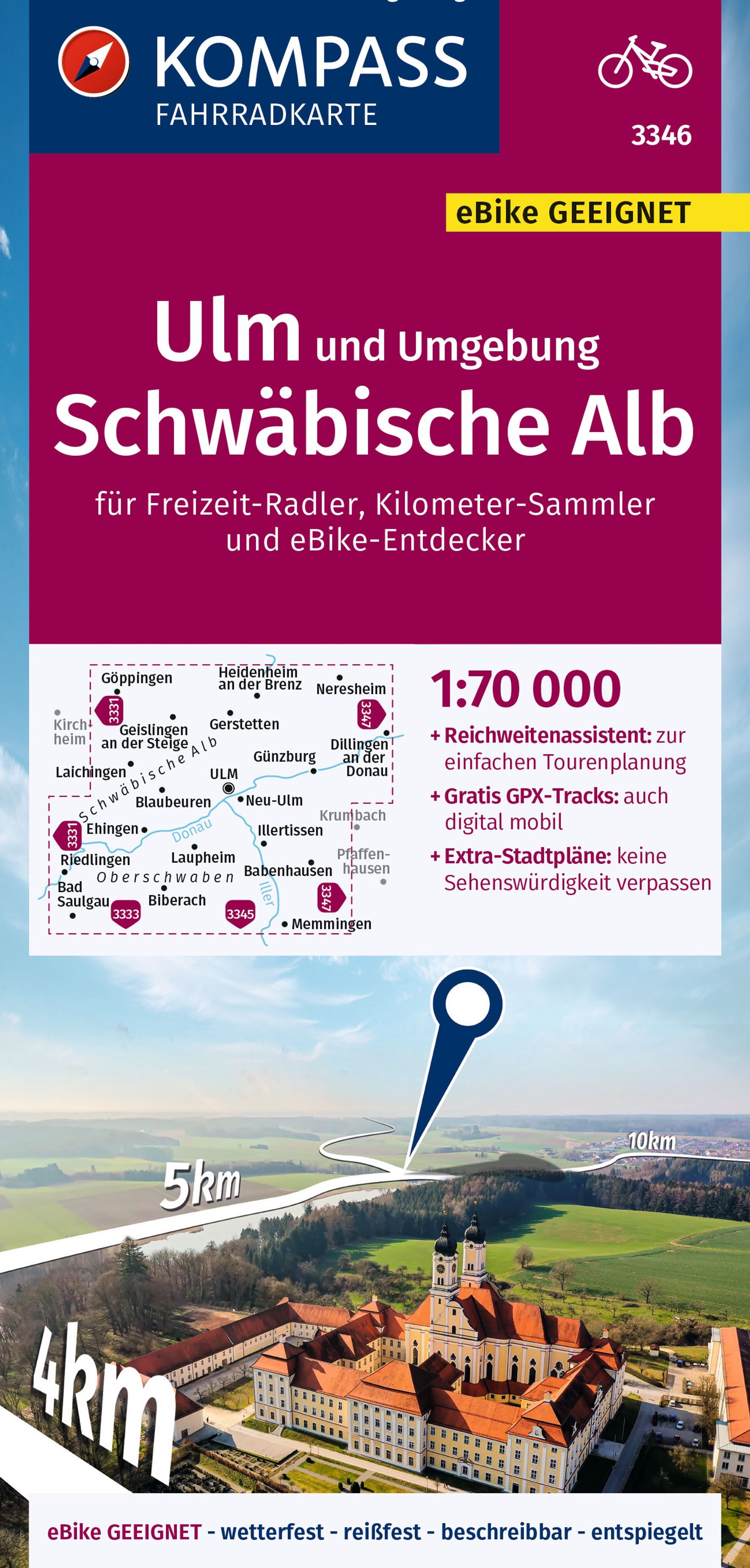 9783991214267 Cover Kompass Fahrradkarte Ulm, Schwäbische Alb