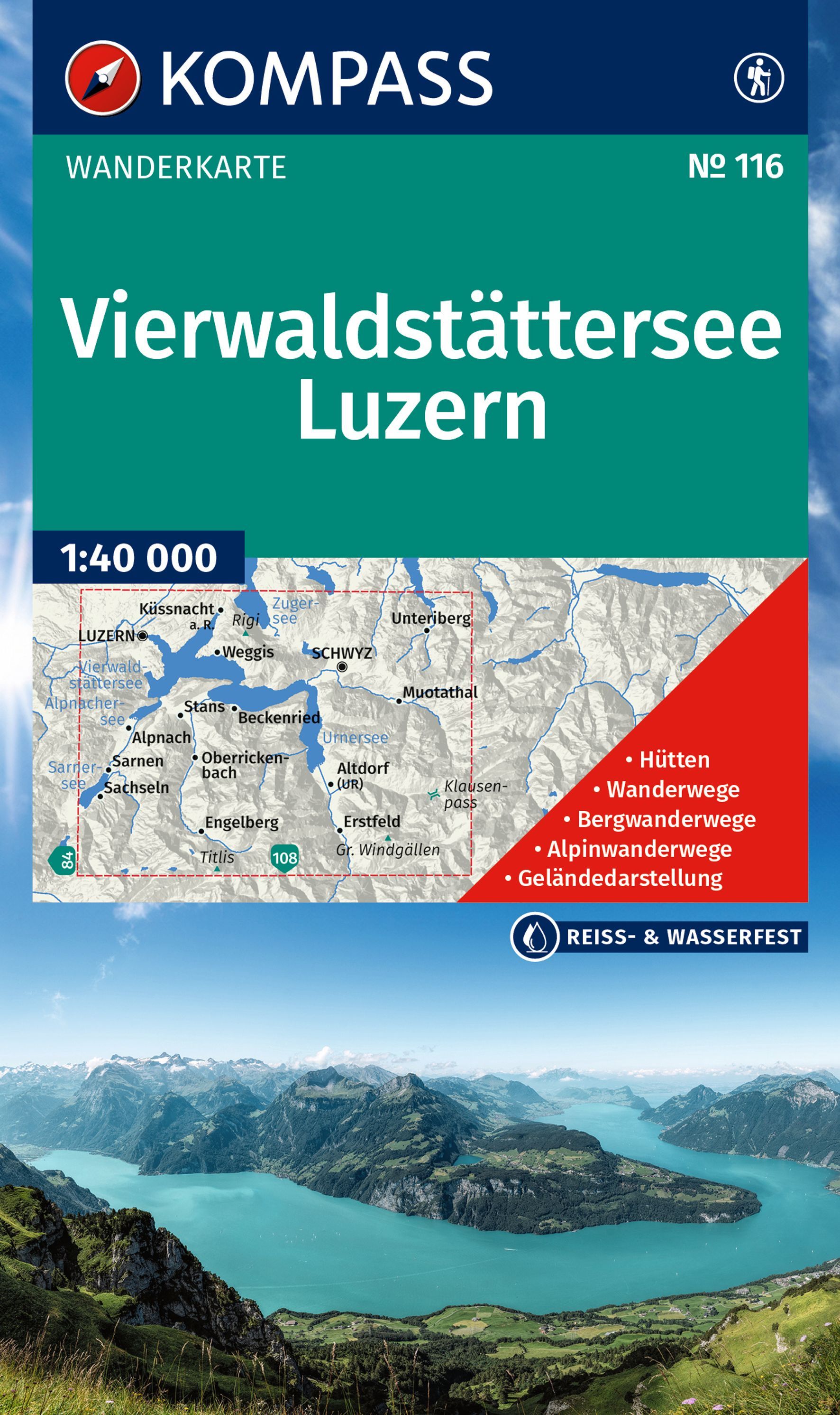 KOMPASS Wanderkarte 116 Vierwaldstättersee, Luzern KOMPASS Wanderkarte 116 Vierwaldstättersee, Luzern