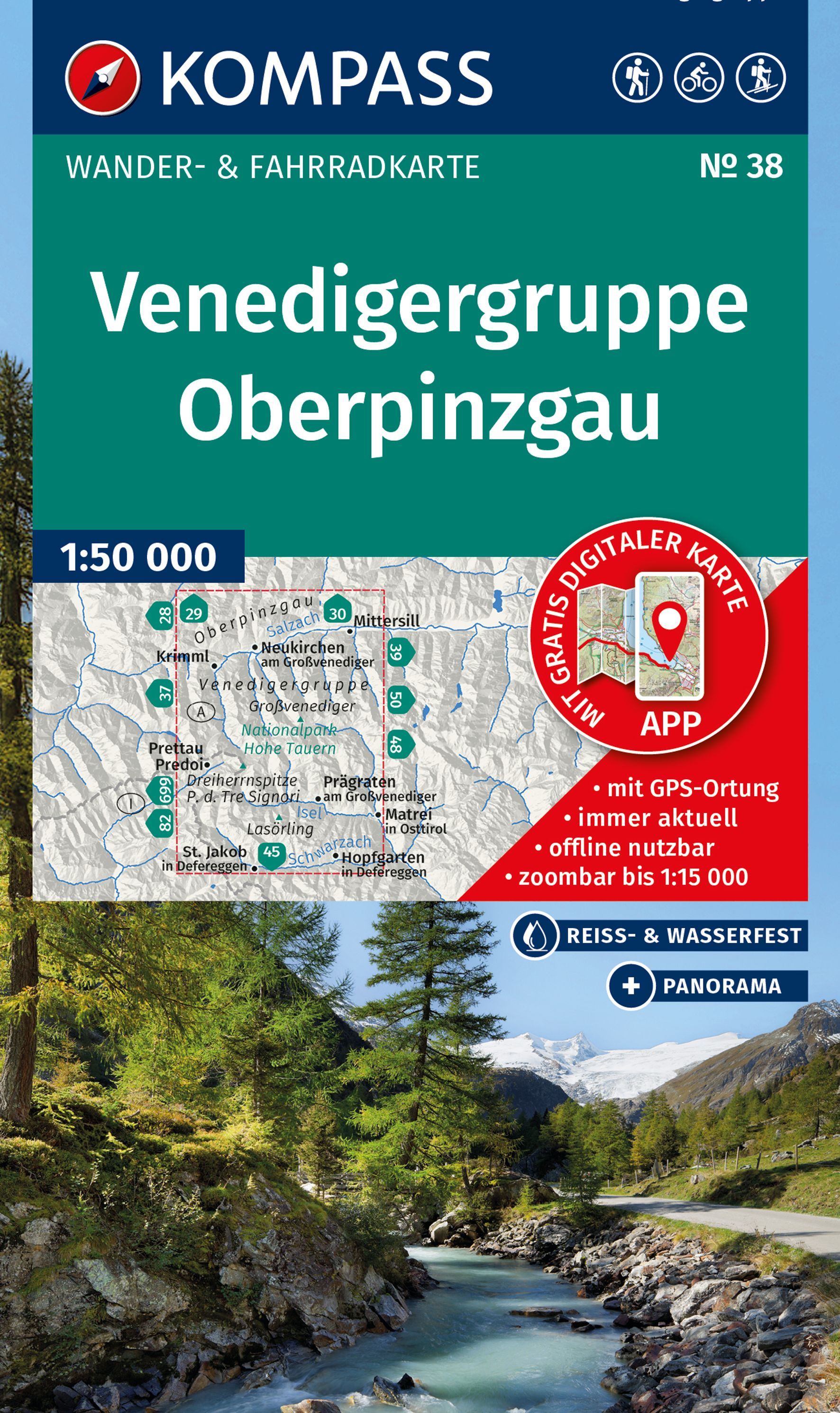 Karte, Wanderkarte, Venedigergruppe, Oberpinzgau, Panorama