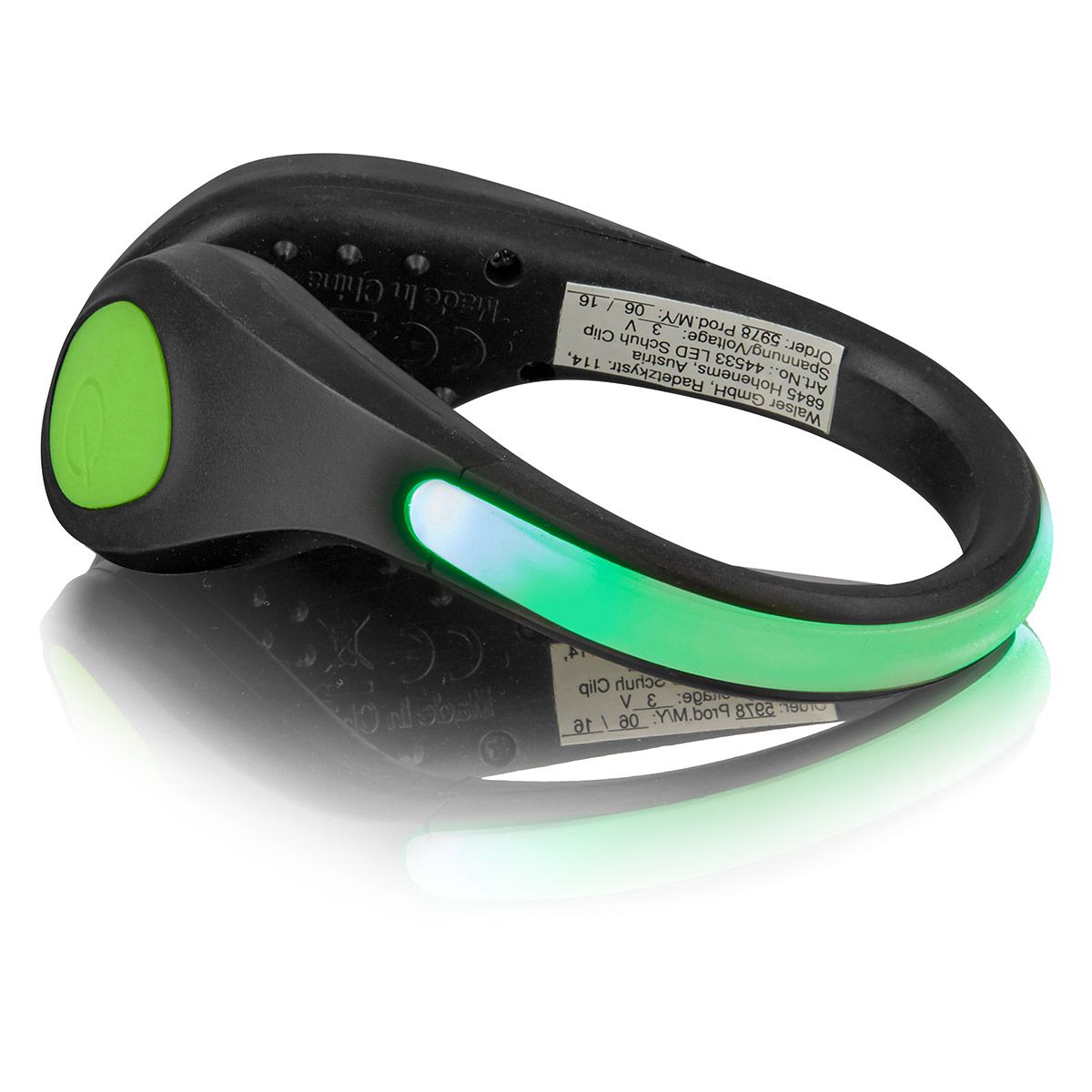 nrh20013327-led-schuhclip-gruen LED , Schwarzes Band , Grün leuchtend