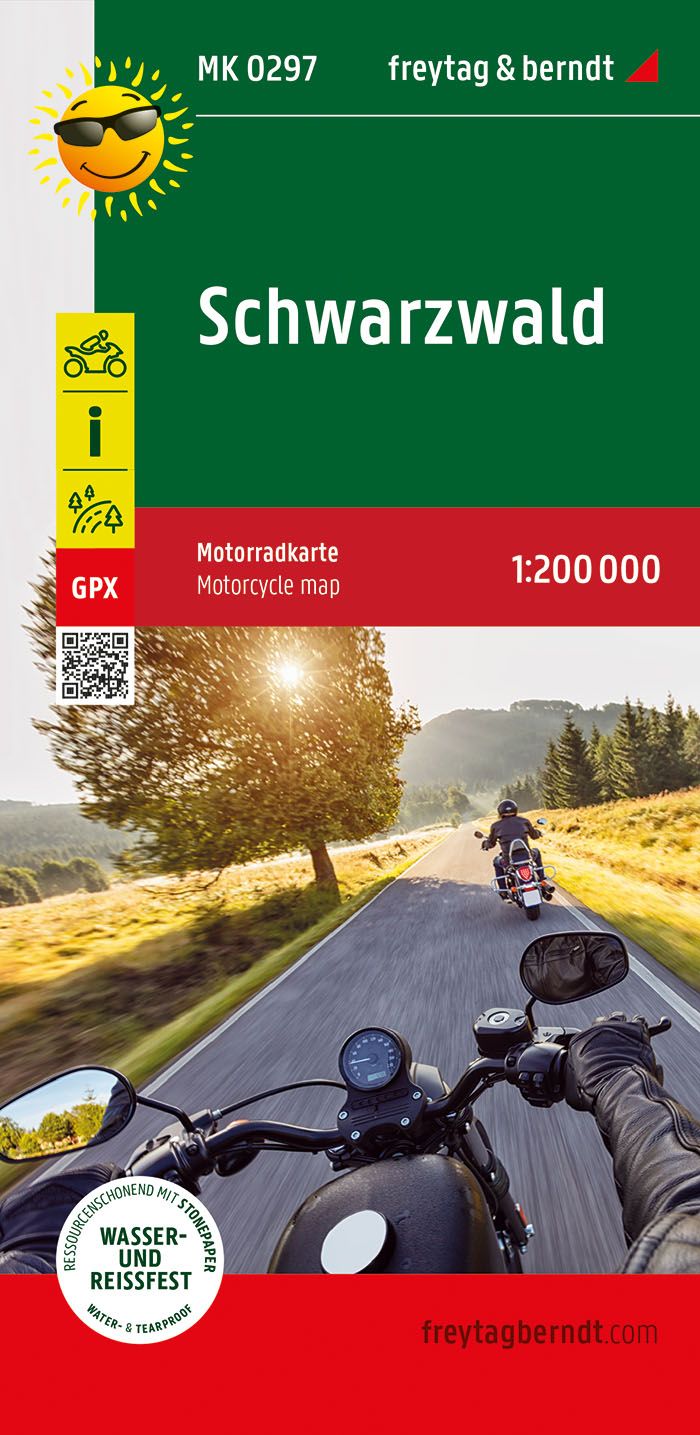 Schwarzwald, Motorradkarte 1:200.000, f&b Werbung, Plakat, Person, Motorrad, Fahrzeug