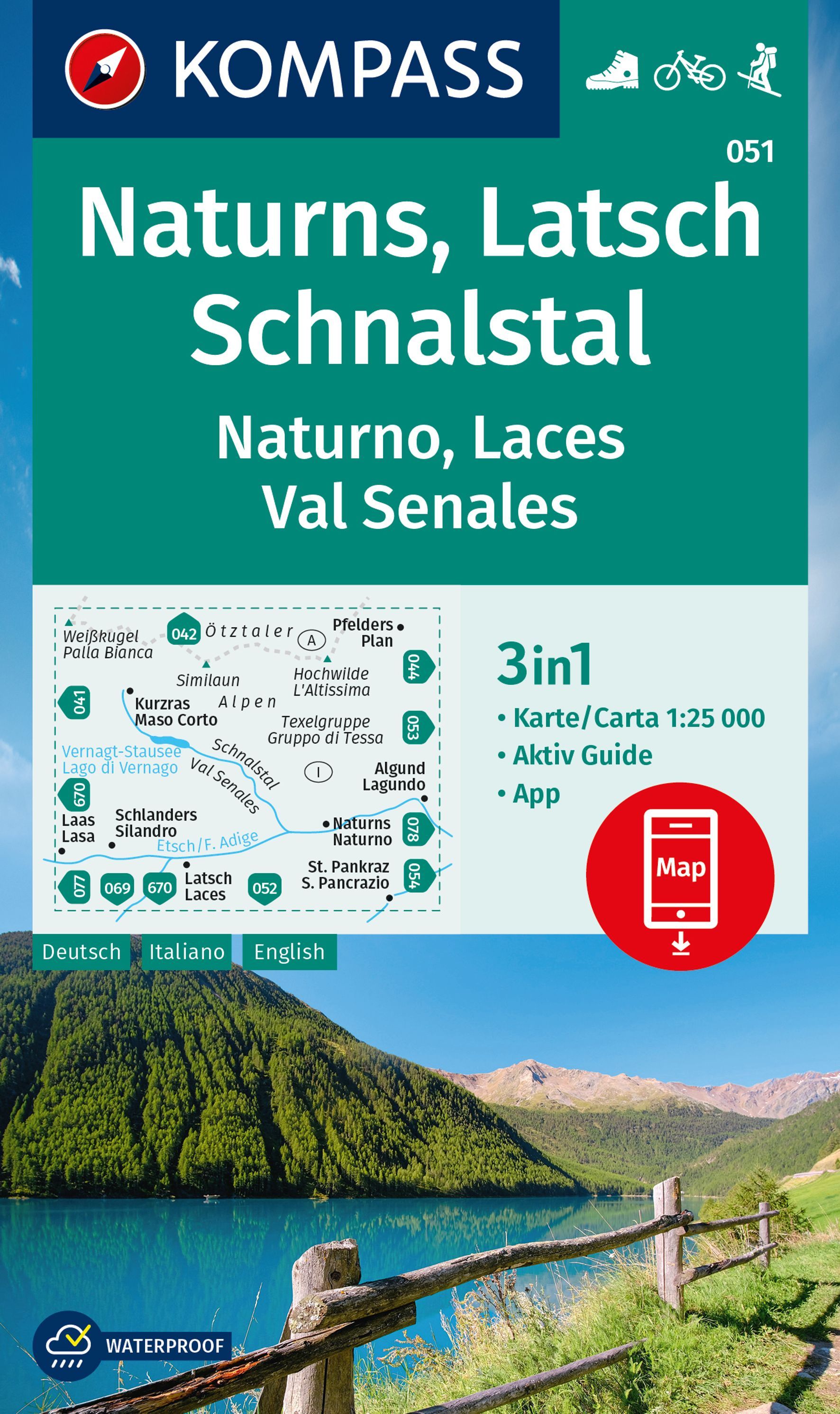 9783991217268 Cover Kompass Wanderkarte NAturns, Latsch
