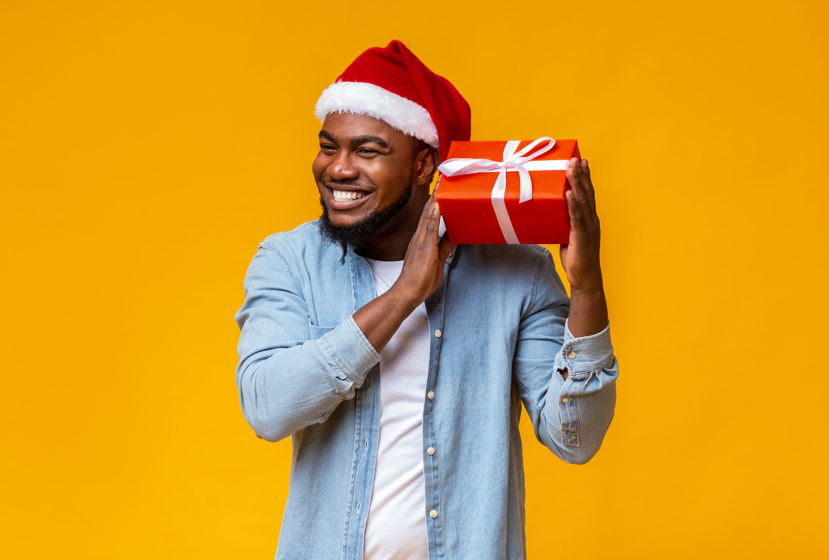 Mann, Geschenk, Weihnachtsmütze