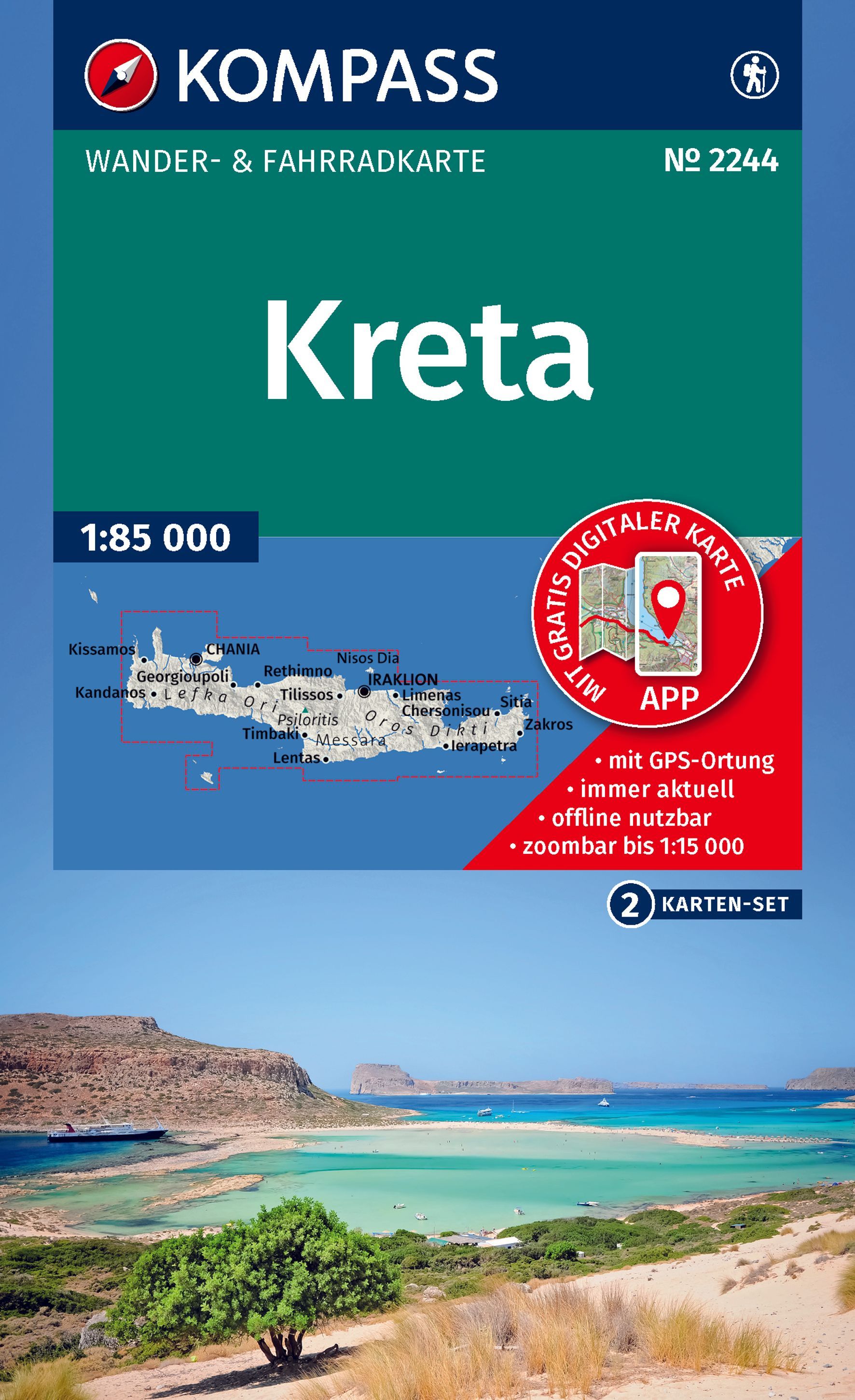 Kreta, Reisekarte, Wanderkarte, Karten-Set, GPS-App