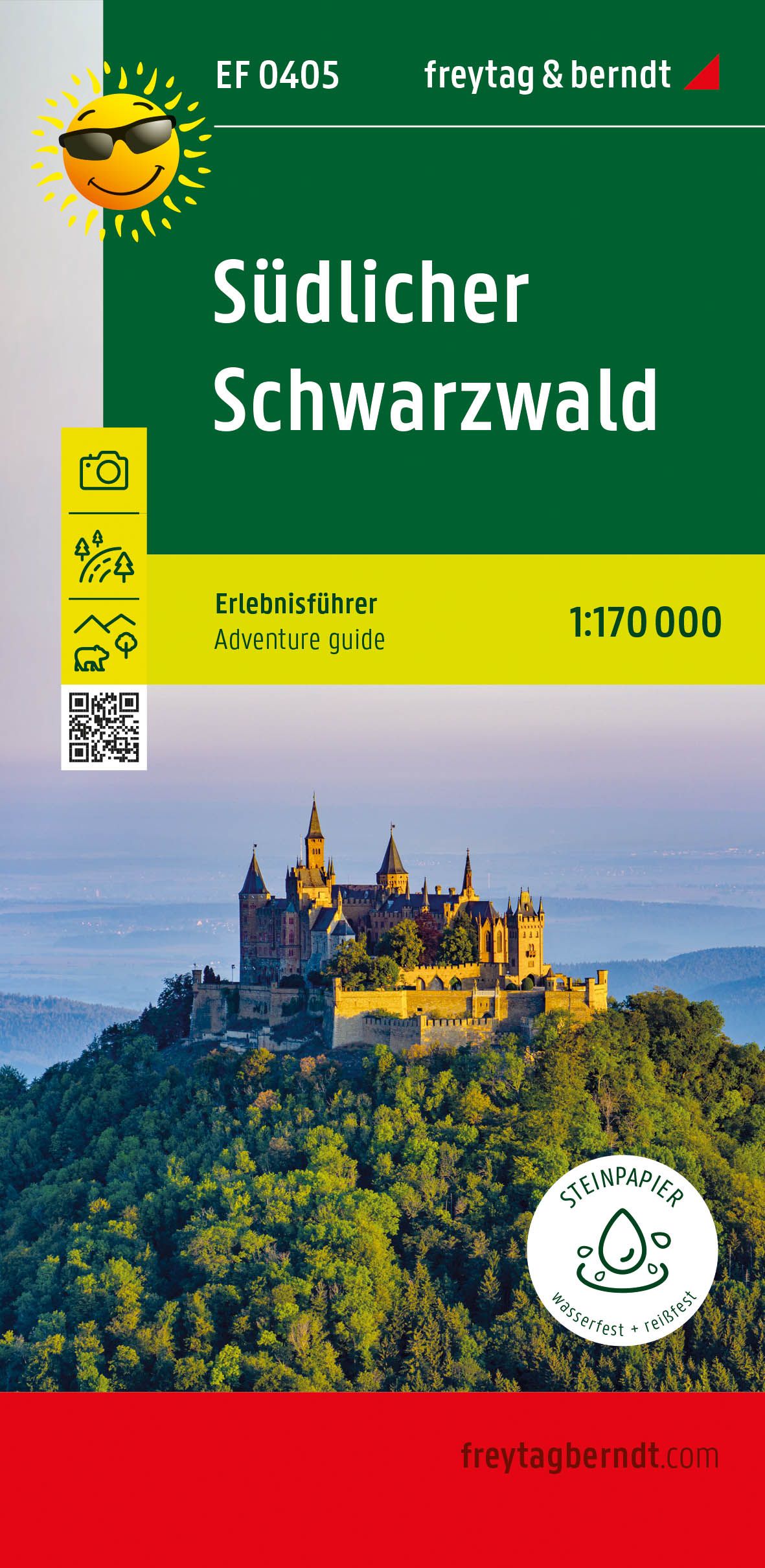 9783707920093 Südlicher Schwarzwald, Erlebnisführer, Cover Schloss auf Berggipfel darunter Bäume