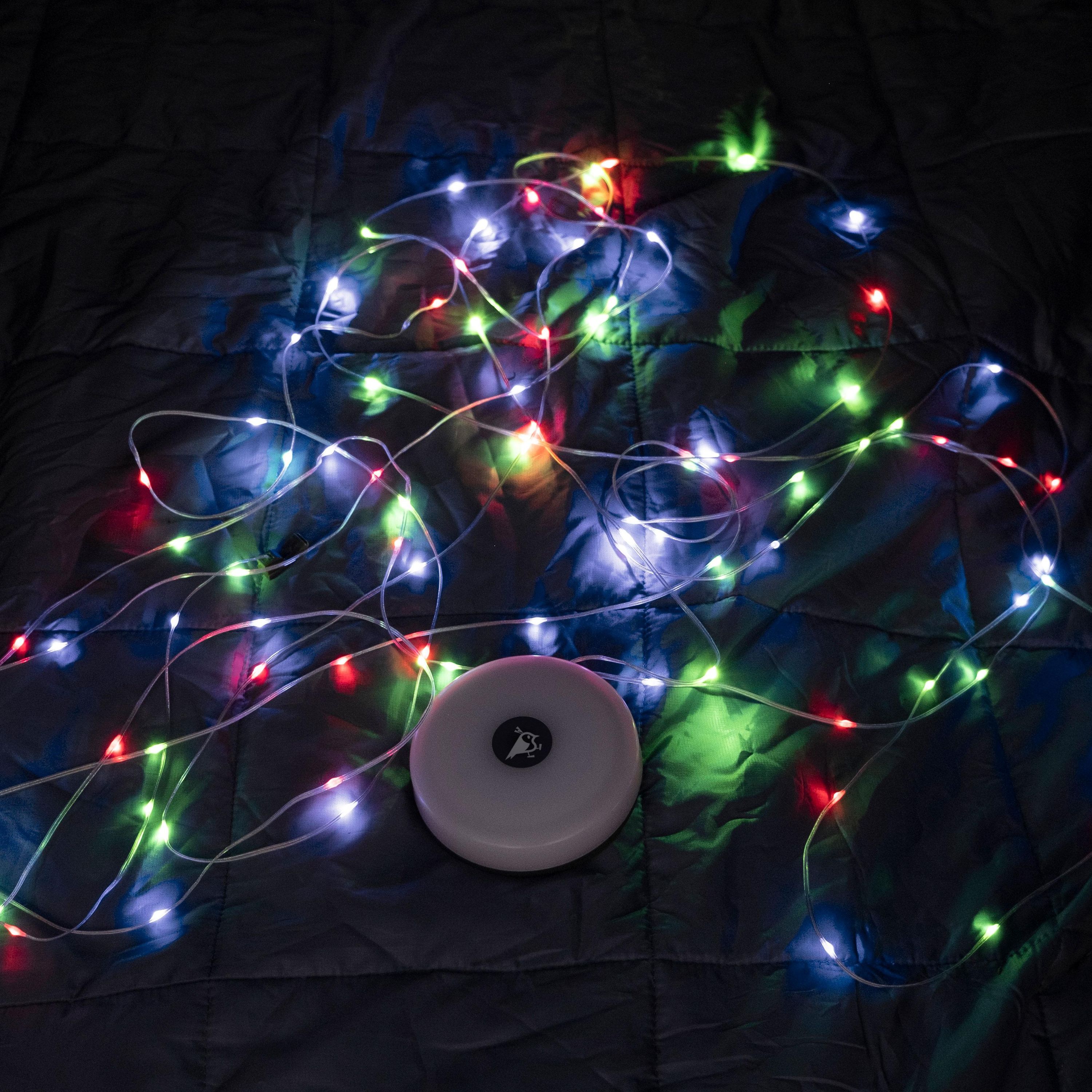 Lichterkette, LED, Batterie, Mehrfarbig, Schneeketten-Optik