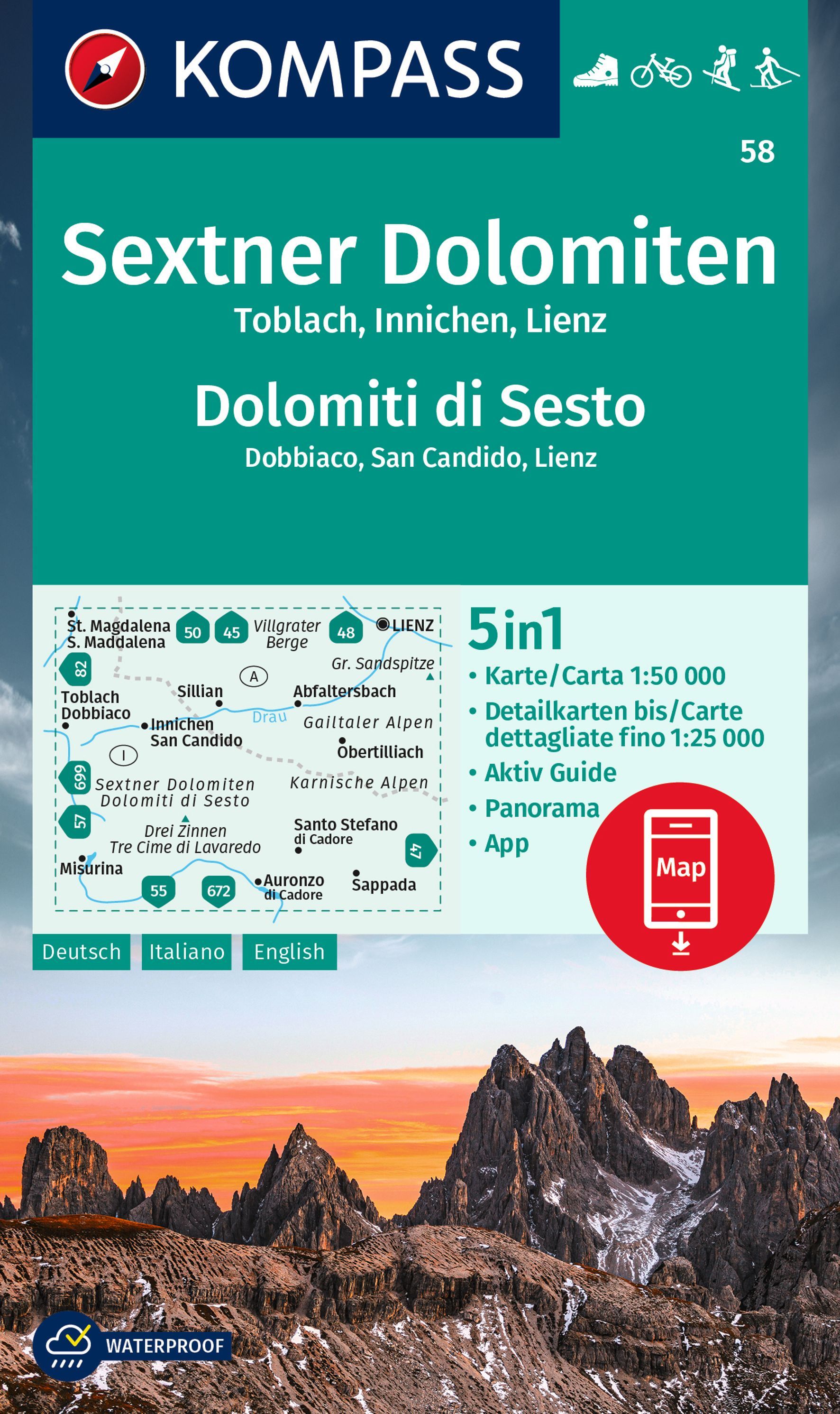 9783991217558 Cover Kompass Wanderkarte Sextner Dolomiten
