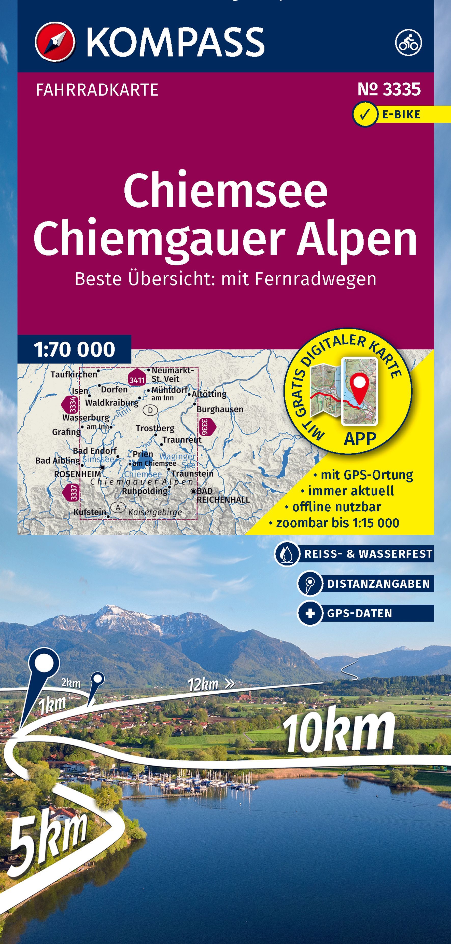 Fahrradkarte, Berchtesgadener, Chiemsee, Alpen, GPS-Daten