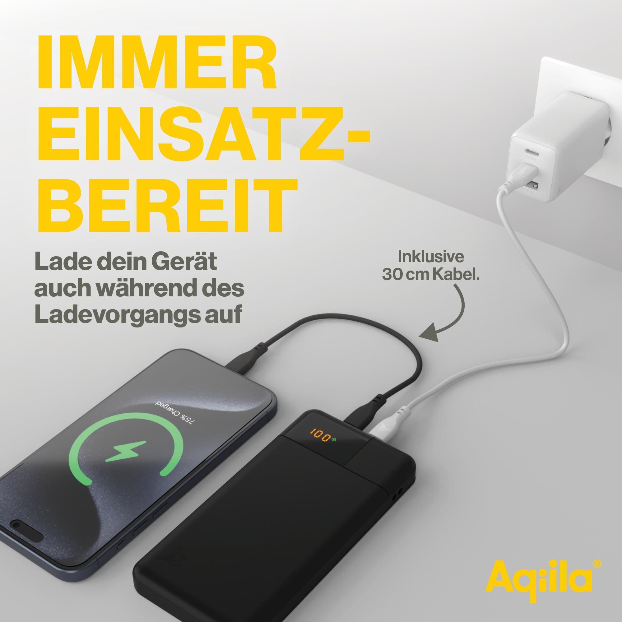 Power Bank, Ladegerät, USB-C, Telefon, Ladekabel