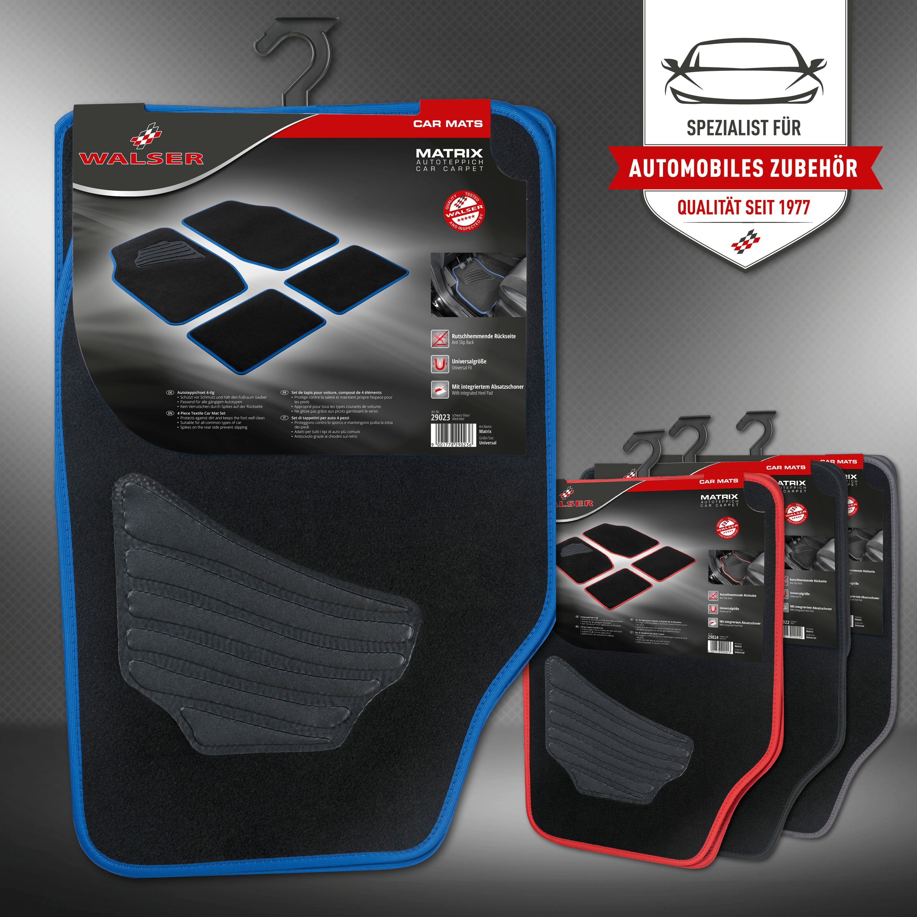 Autoteppich Matrix blau Detailansicht