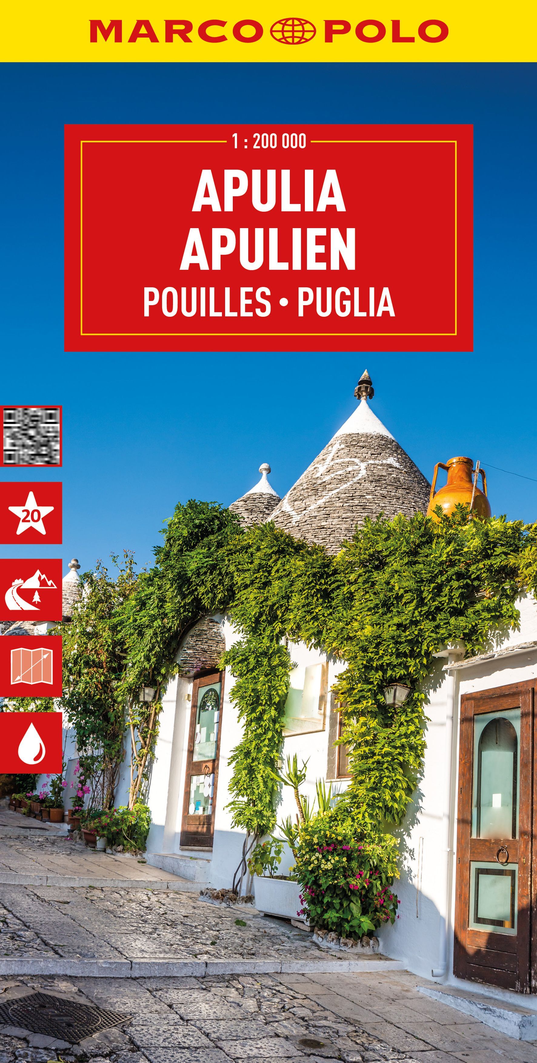 MARCO POLO Reisekarte Italien 11 Apulien 1:200.000 Cover Marco Polo Straßenkarte Apulien. Werbung, Plakat, Nachbarschaft, Stadt, Hotel