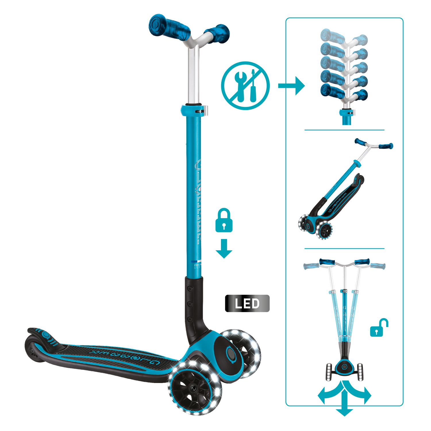 Rollator, elektrisch, dreirad, LED, Rollen