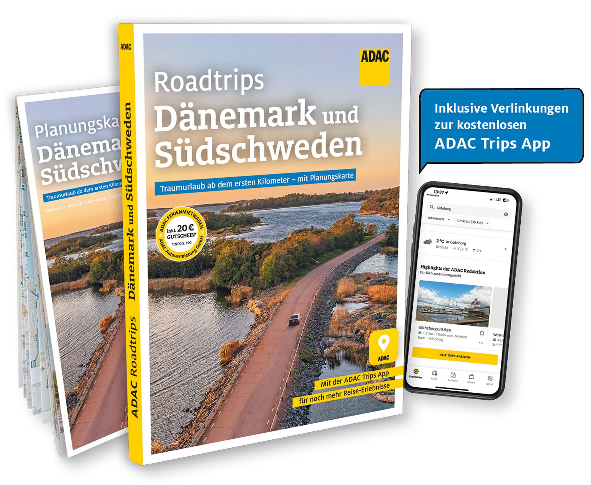 ADAC Roadtrips Dänemark und Südschweden Werbung, Plakat, Seite, Handy, Auto