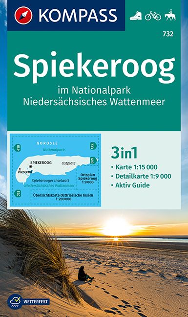 732_9783990447529 Cover Kompass Wanderkarte Spiekeroog