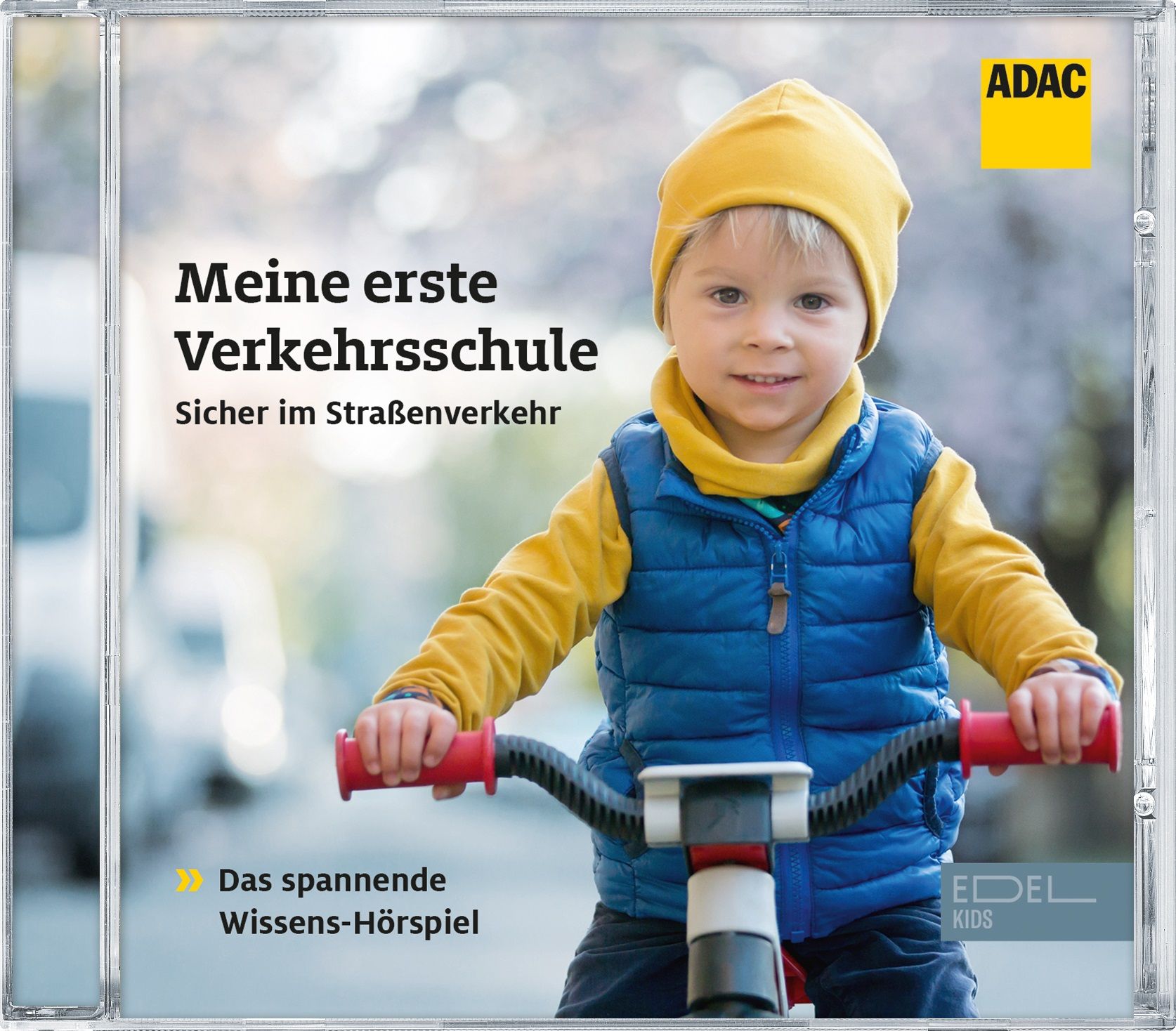 0217401KID_ADAC_Verkehrsschule_Packshot_RGB-1 ADAC Hörspiel, Meine erste Verkehrsschule, Cover Kind auf Fahrrad