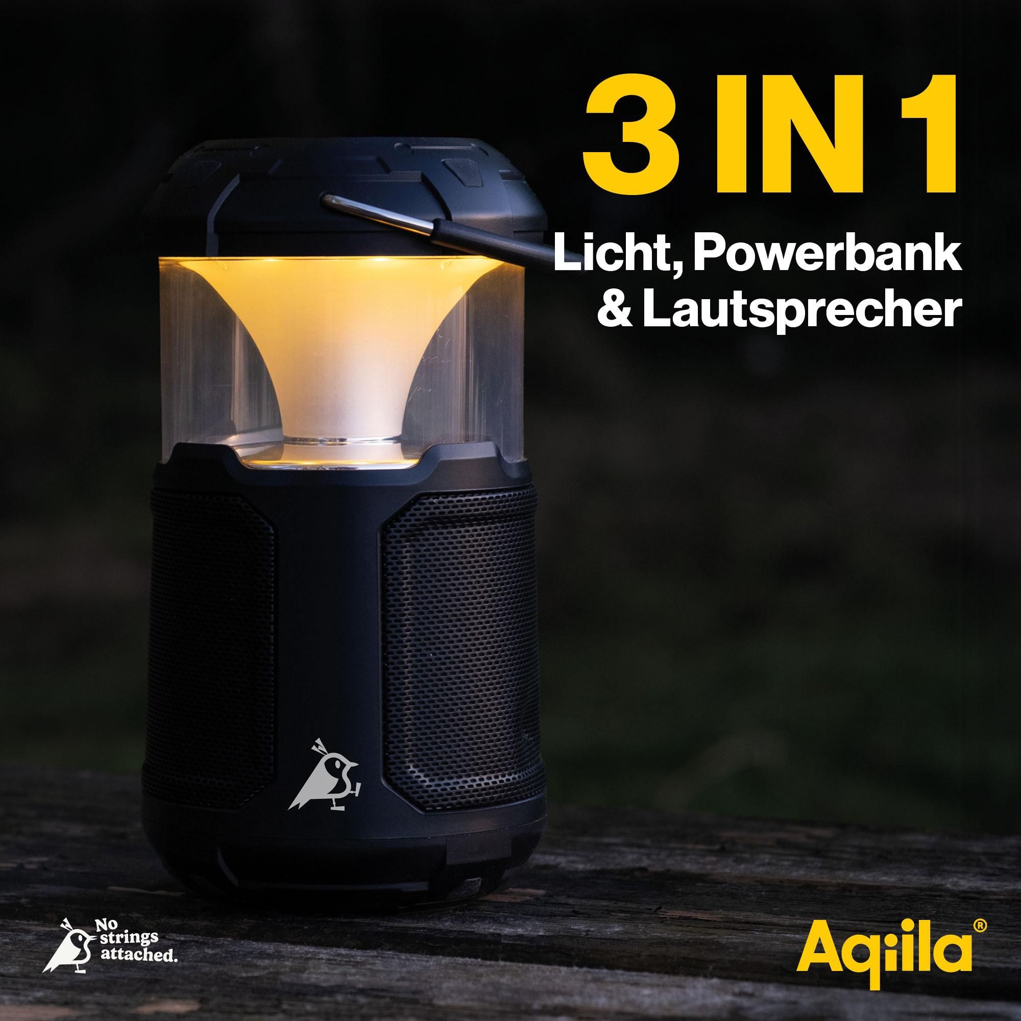 3-in-1, Powerbank, Lautsprecher, Lampe, Outdoor