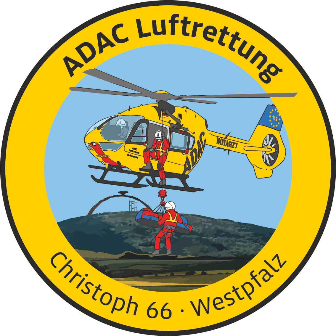 helikopter, rettung, notarzt, einsatz, wappen
