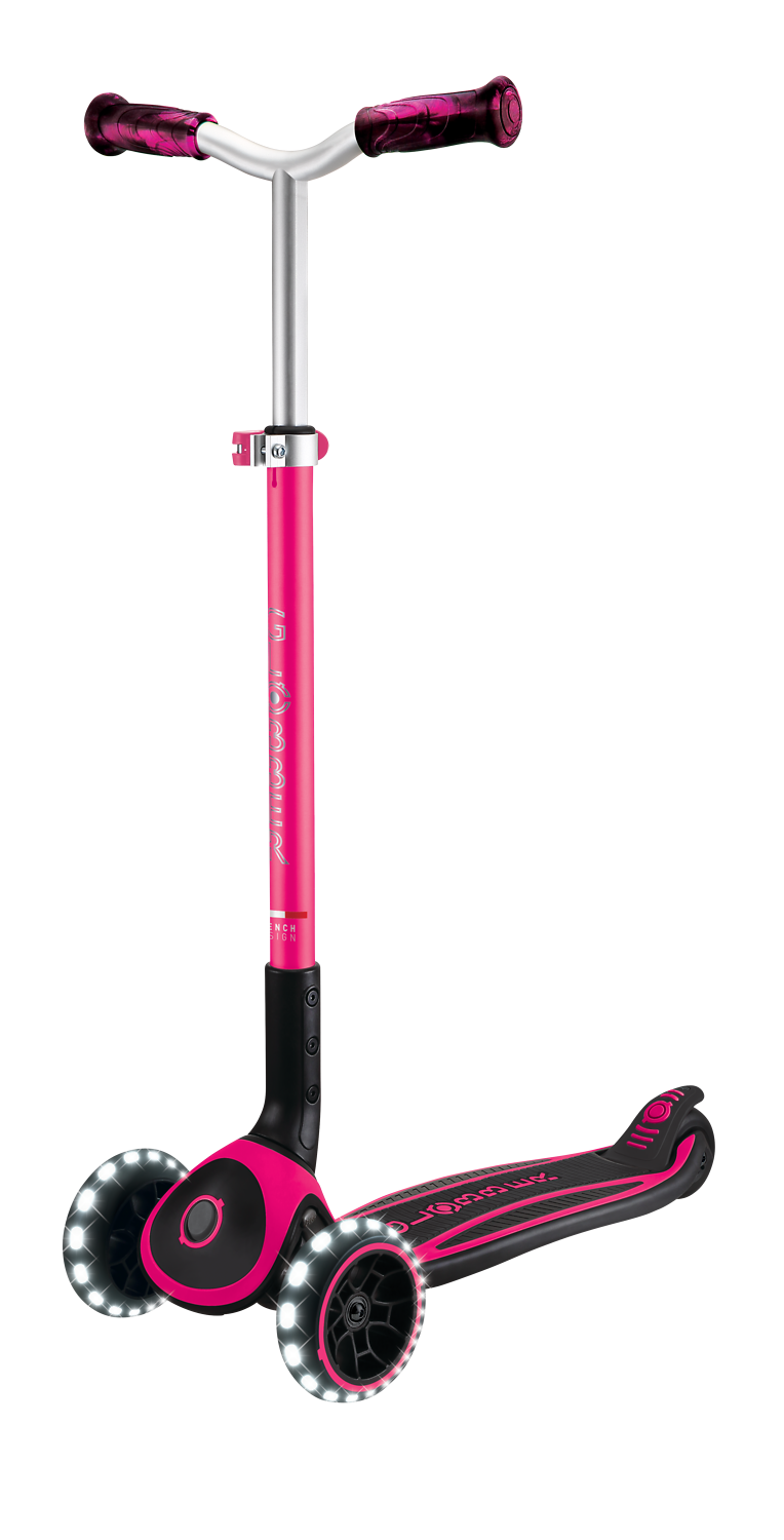 Tretroller, Roller, LED-Beleuchtung, Pink, Klemmvorrichtung