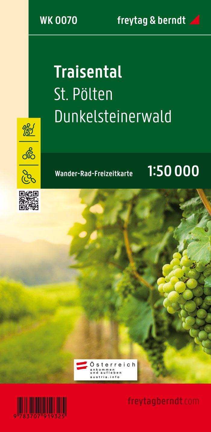9783707919325 Traisental, Wander-, Rad- und Freizeitkarte, Cover Weinrebe vor Weinberg
