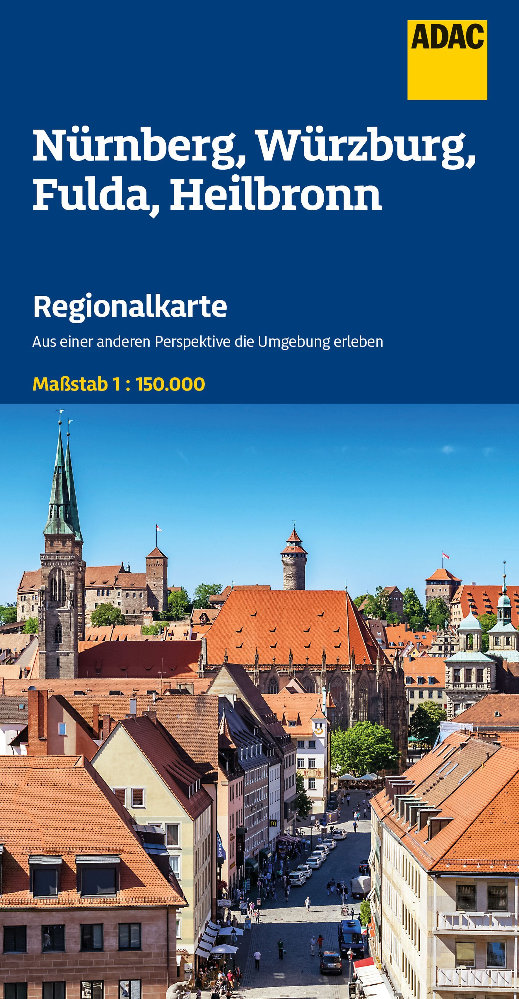 regionalkarte, nürnberg, würzburg, fulda, heilbronn, städteansicht, altstadt, dachziegel, rot-orange, turm
