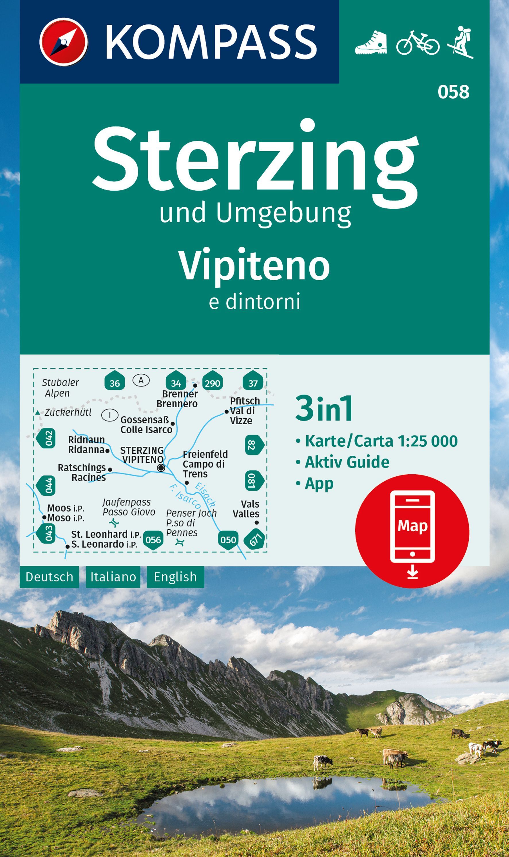 9783991219774 Cover Kompass Wanderkarte Sterzing