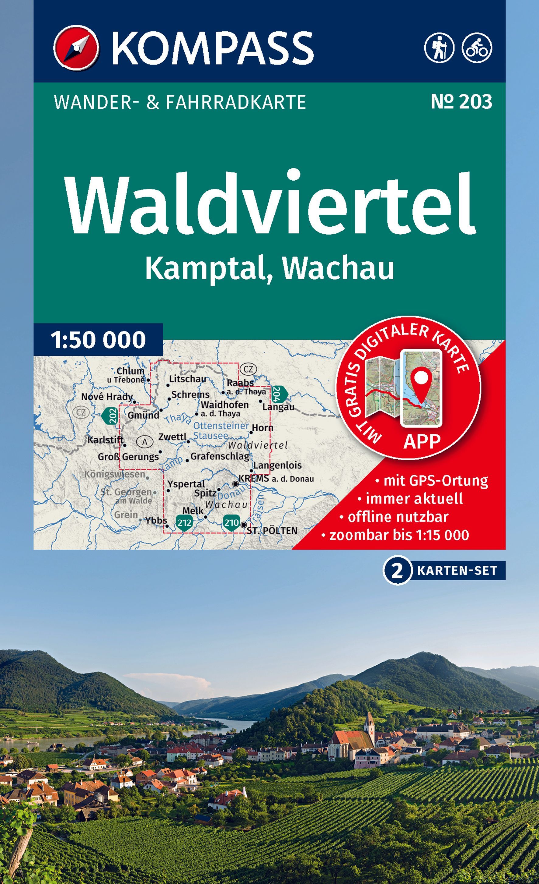 Wanderkarte, Kompaktkarte, Waldiviertel, Kamptal, Wachau