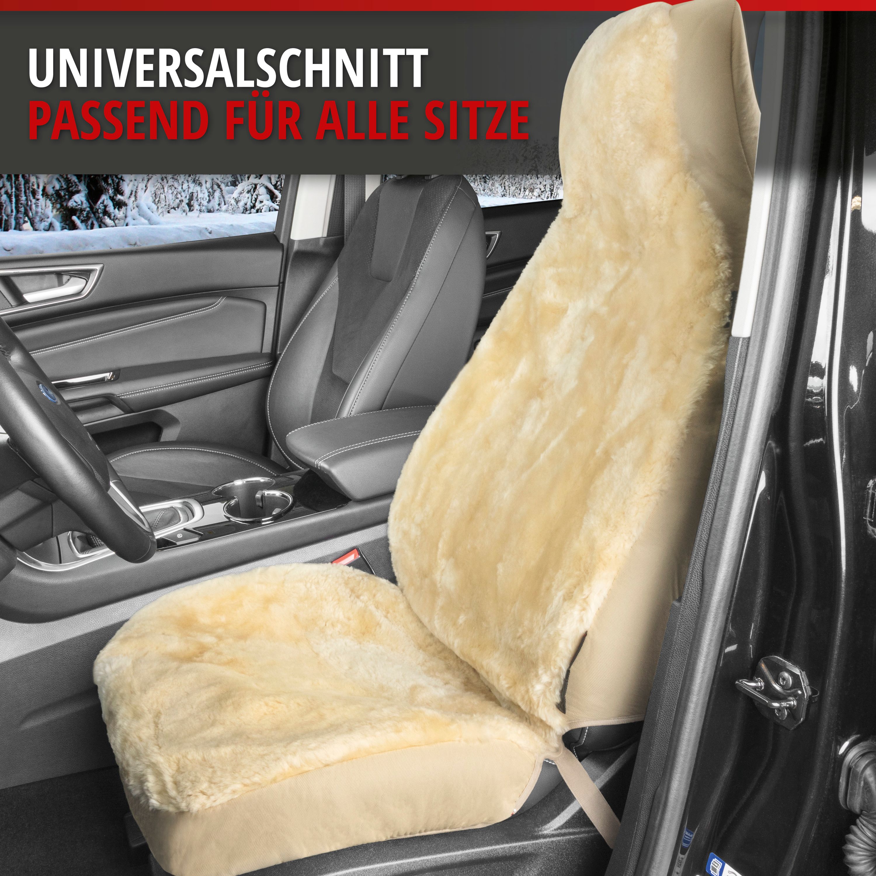 Autositzbezug Zoya Lammfell Beige, montiert