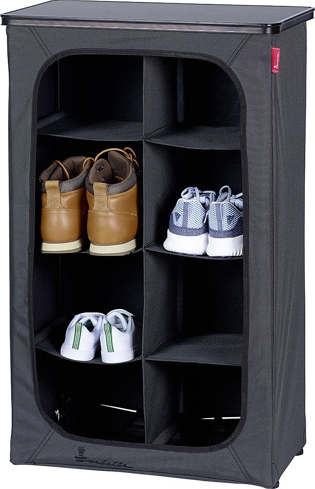 993197211 Isabella Schuh-Organizer faltbar, aufgebaut mit geöffneten Türen und Schuhen