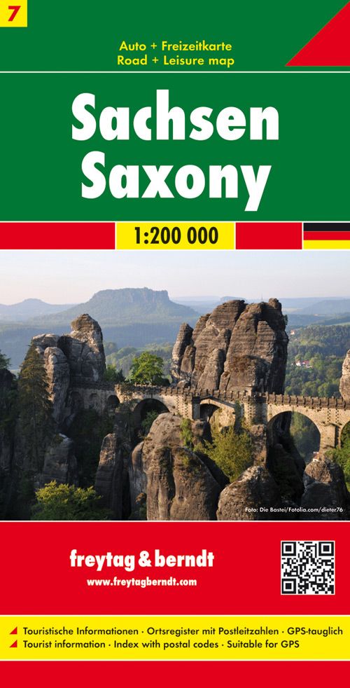 Sachsen, Autokarte 1:200.000, freytag & berndt Werbung, Plakat, QR-Code