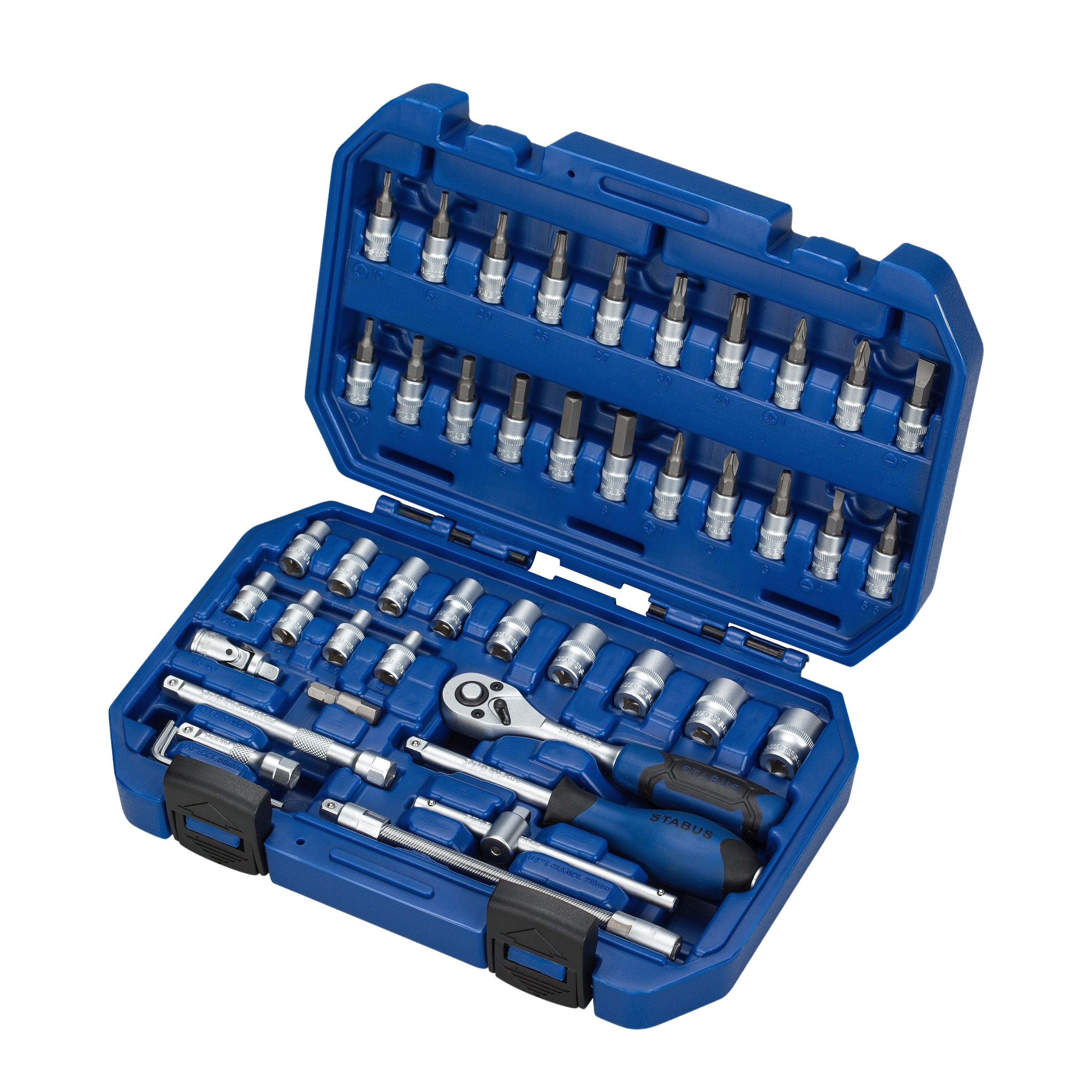 F_73965146_02 geöffneter blauer Stabus Stecklüsselsatzkoffer 1/4