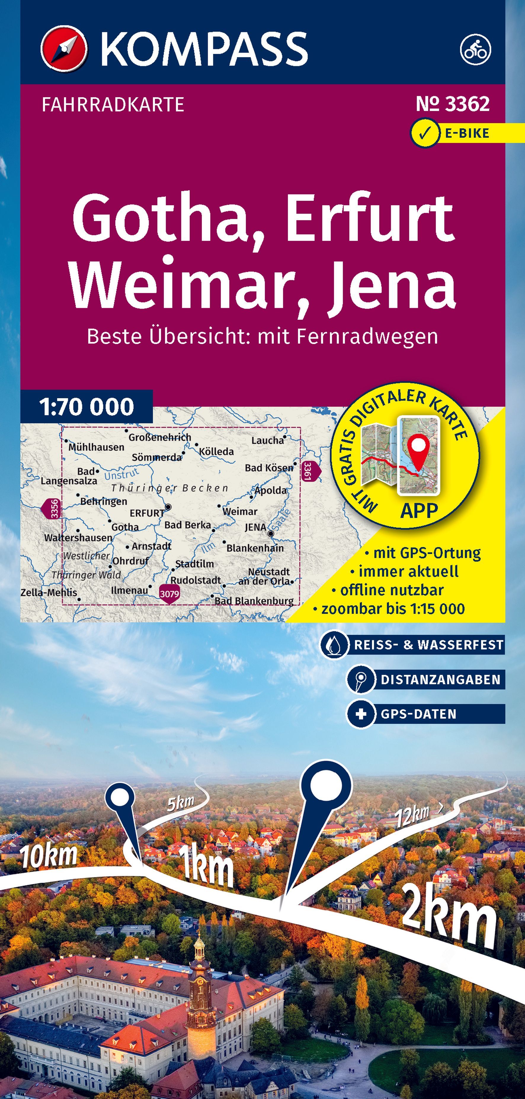 Fahrradkarte, Radtour, GPS-Daten, Distanzangaben, Karten-App