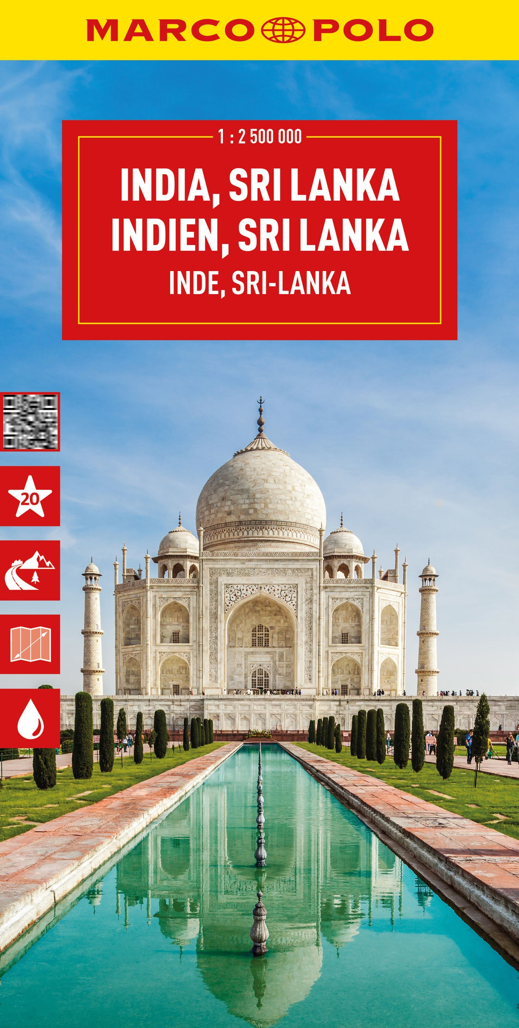 MARCO POLO Reisekarte Indien, Sri Lanka 1:2,5 Mio. Architektur, Gebäude, Person,
