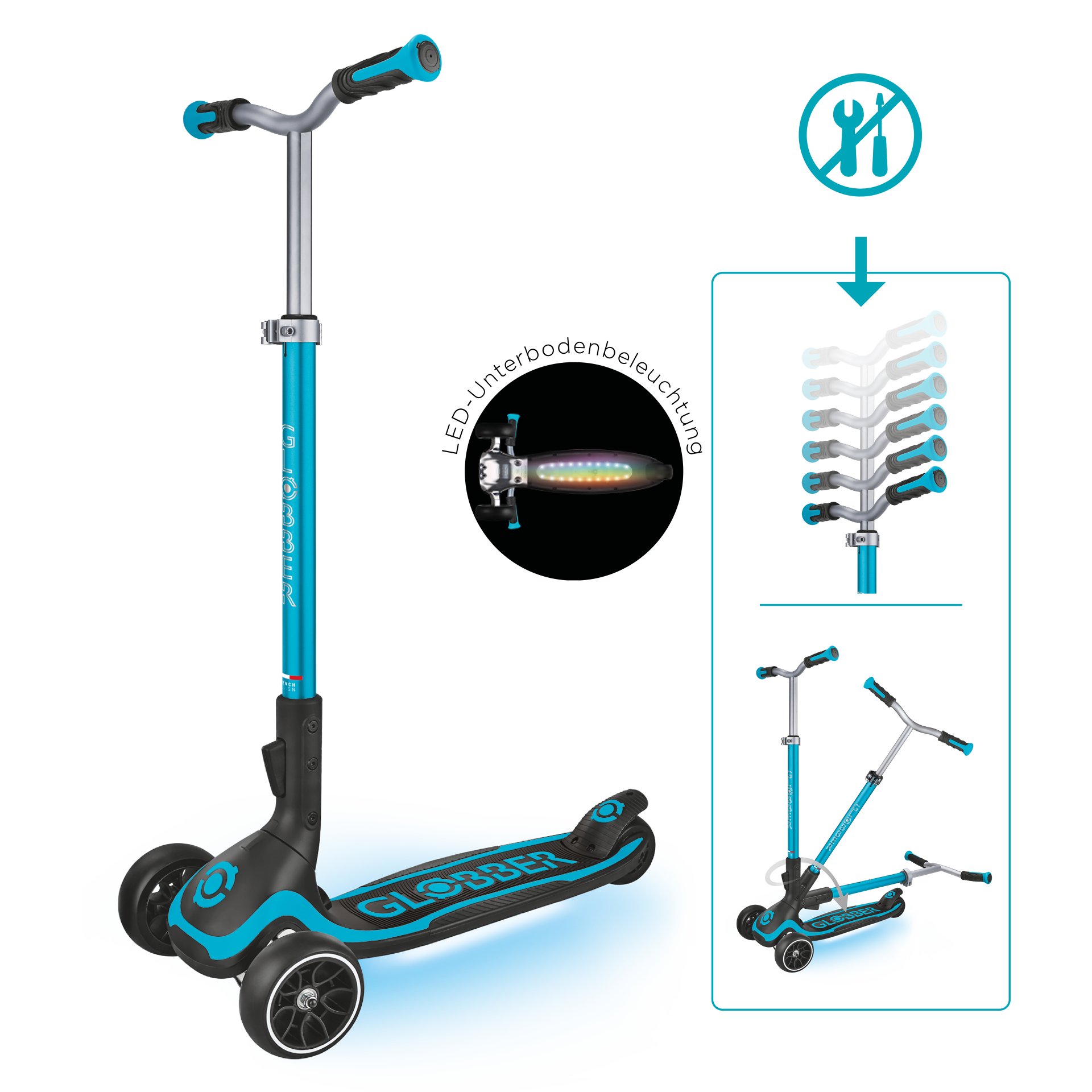 Transport, Fahrzeug, Kinderroller, Tretroller, Türkis, Rad