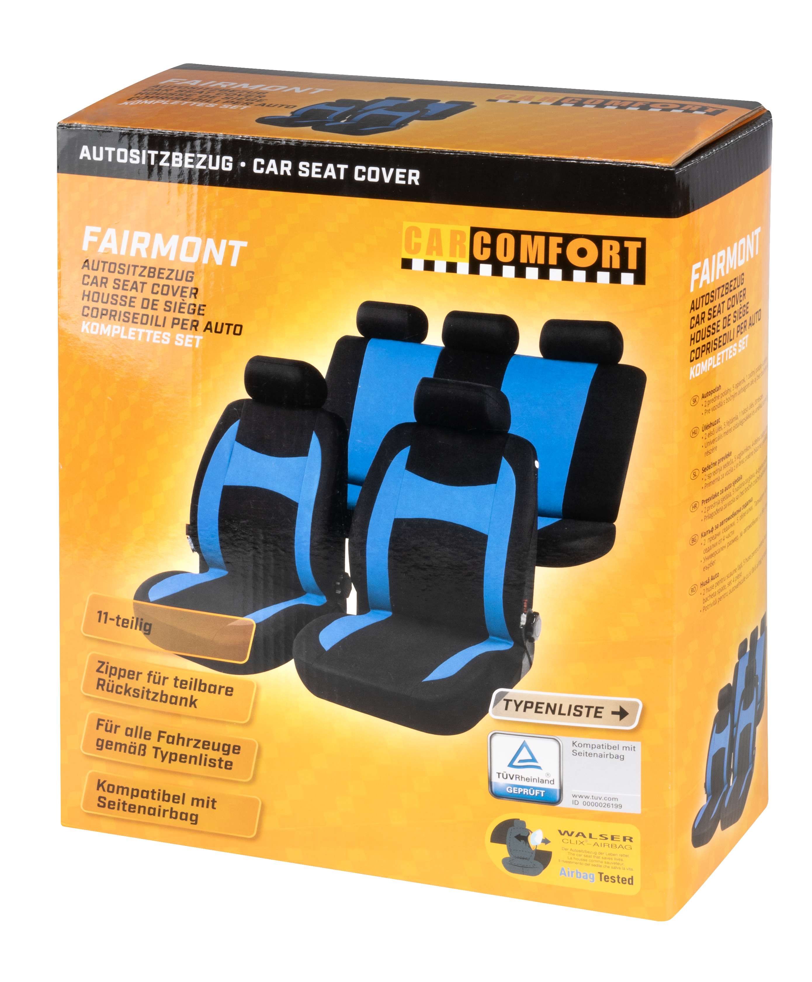 Autositzbezug Fairmont blau Komplettset in Verpackung