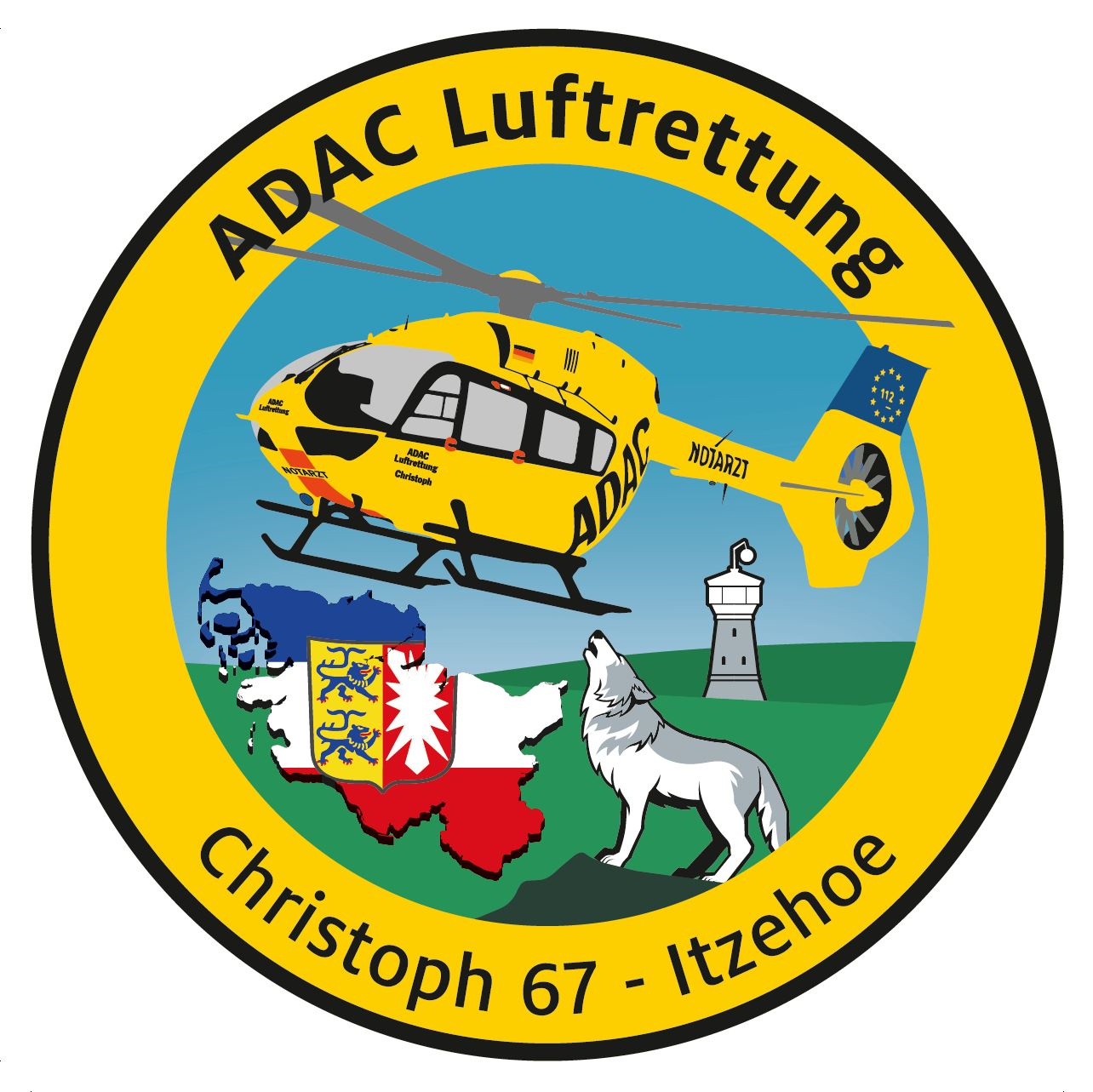 ADAC Luftrettung Fanpatch "CHR67" Itzehoe Fanpatch der ADAC Luftrettung Christoph 67 - Itzehoe Abzeichen, Logo, Symbol, Hubschrauber, Fahrzeug,