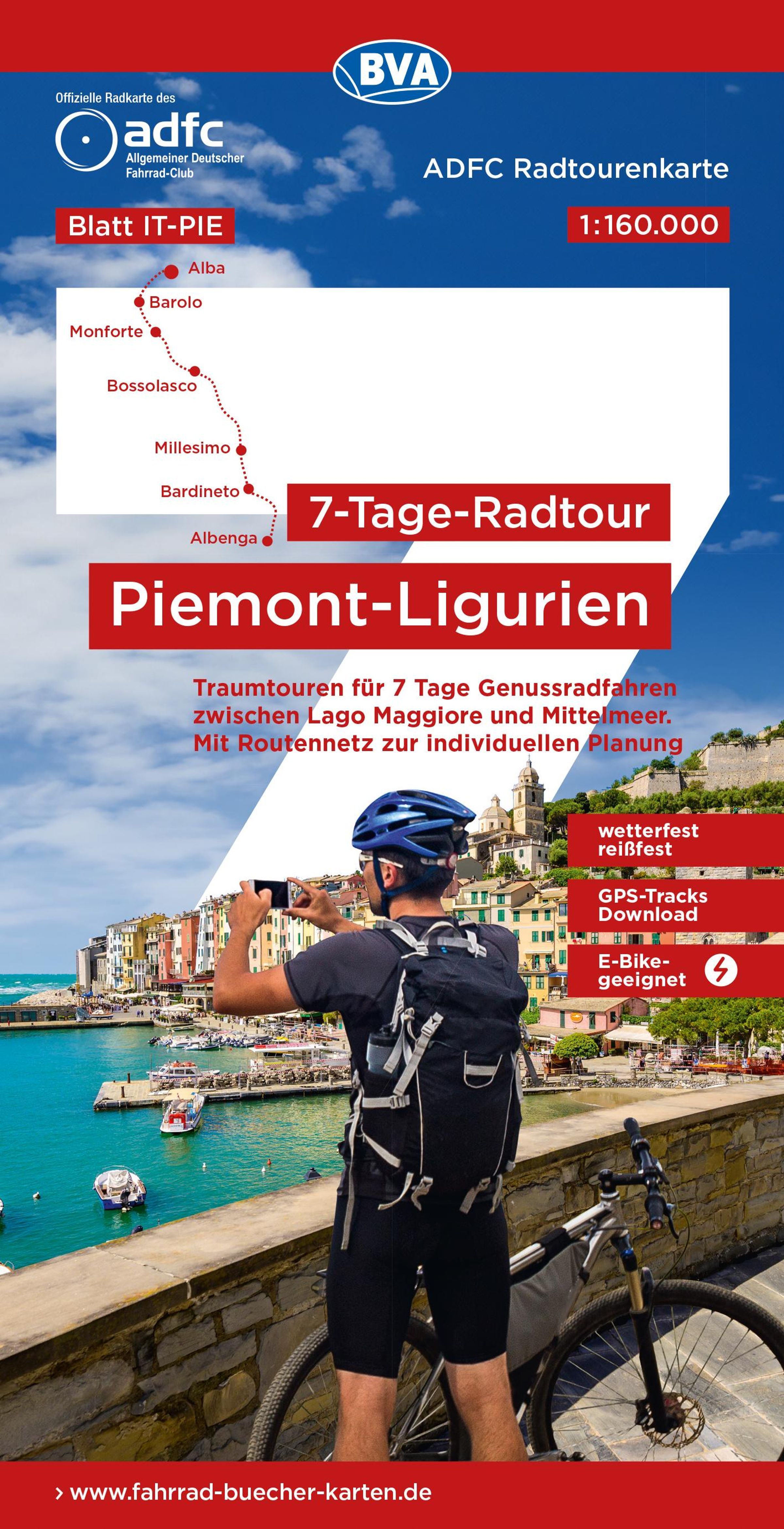 Radtour, Italien, Piemont-Ligurien, 7-Tage, Karten