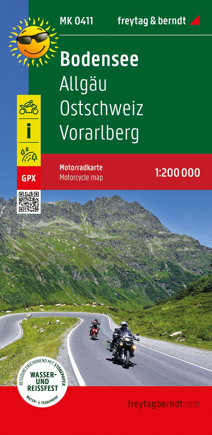 Bodensee, Allgäu Motorradkarte, freytag & bernd Werbung, Plakat, Straße, Person, Motorrad