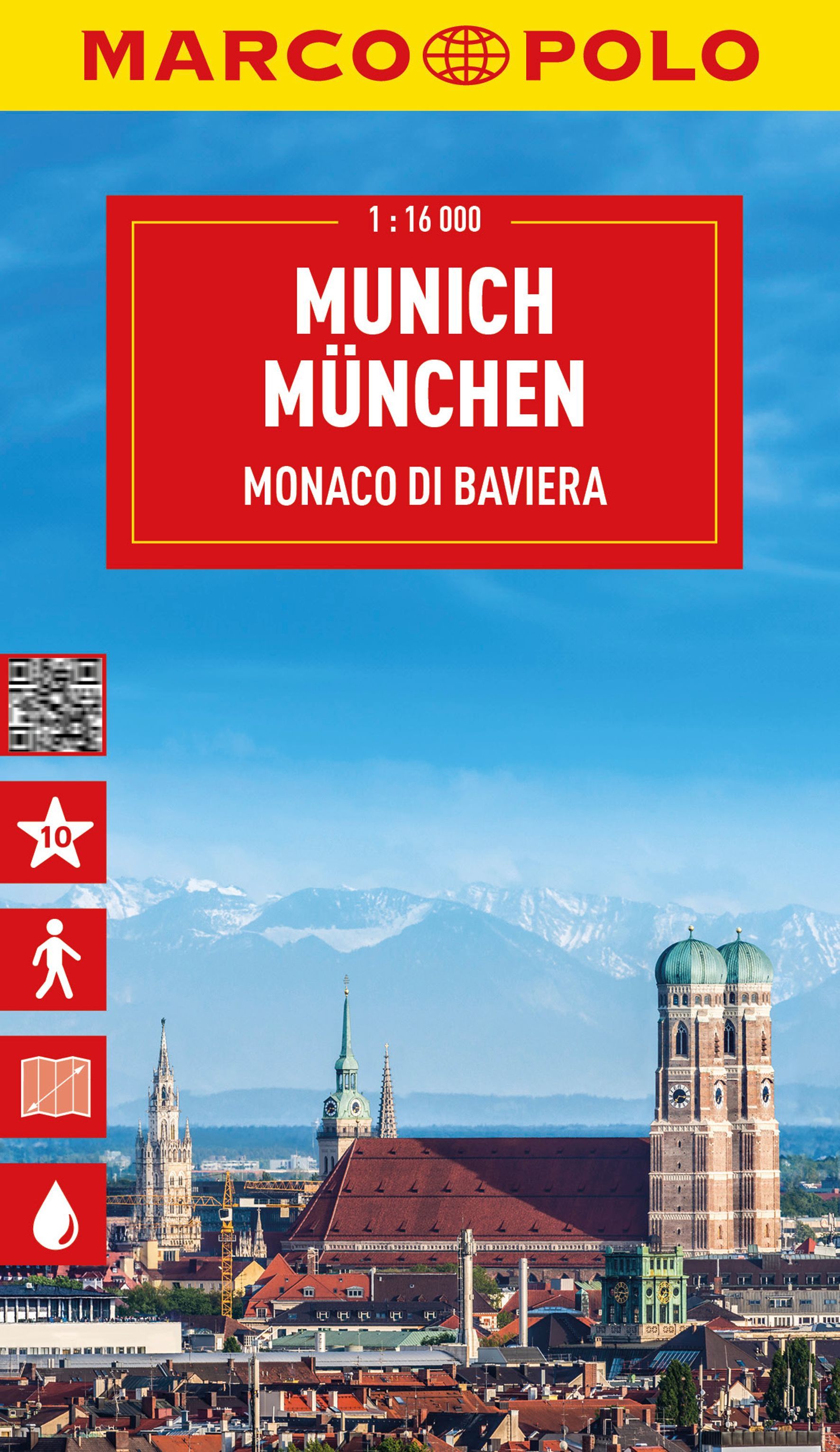 MARCO POLO Cityplan München 1:16.000 Werbung, Stadt, Plakat, Glockenturm, Kathedrale