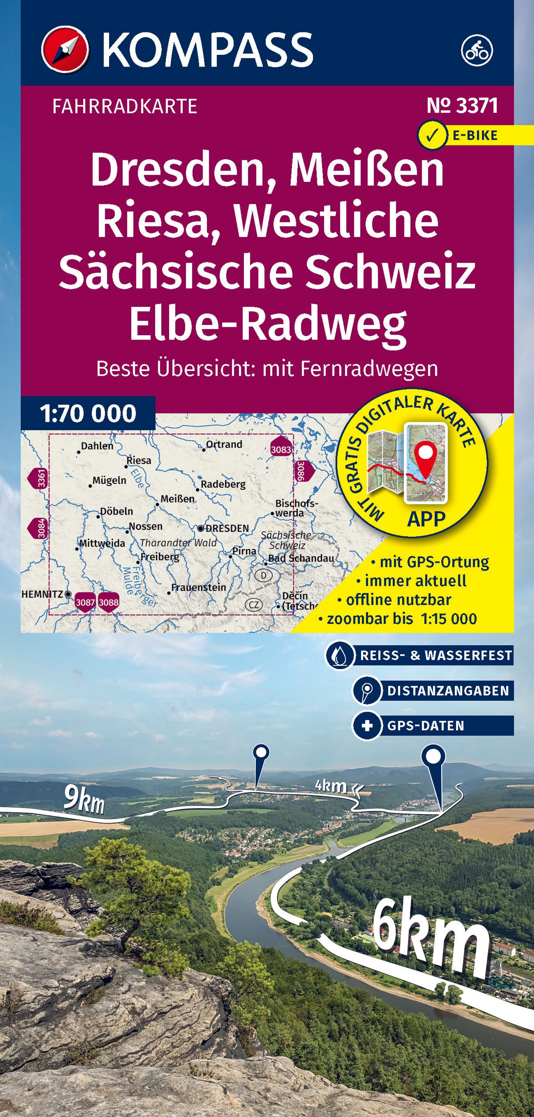 KOMPASS Fahrradkarte 3371 Dresden, Meißen KOMPASS Fahrradkarte 3371 Dresden, Meißen