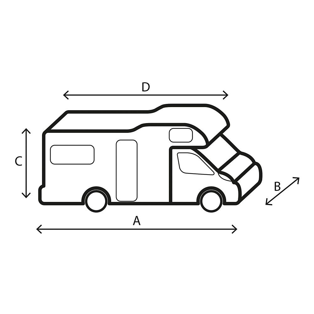 9944780400 BRUNNER Schutzhülle Camper, Zeichnung über die Maße am Camper
