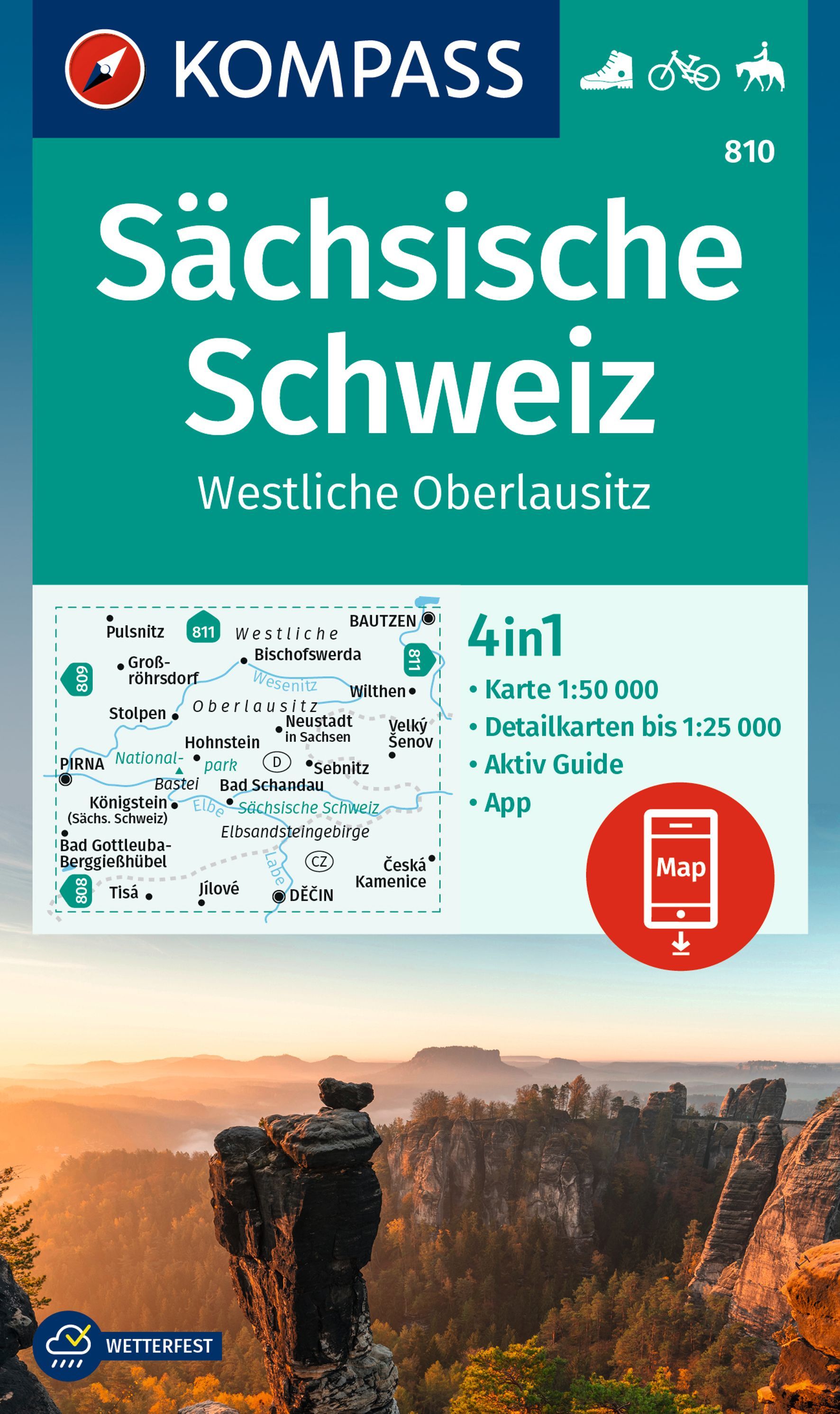 9783991218807 Cover Kompass Wanderkarte Sächsische Schweiz