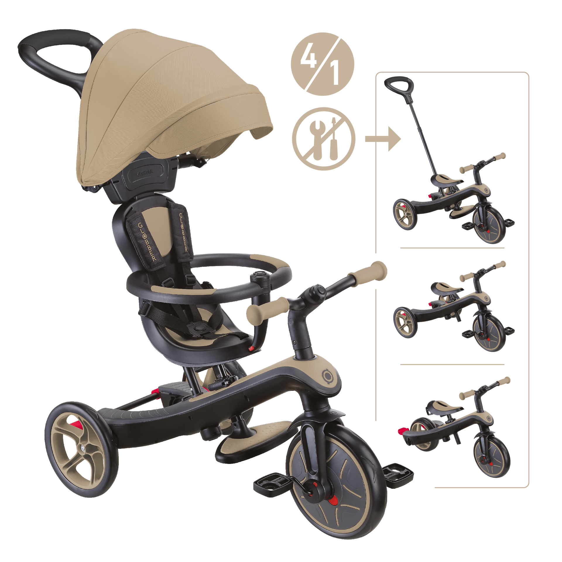 Transport, Fahrzeug, Kinderroller, Dreirad, Beige, Rad