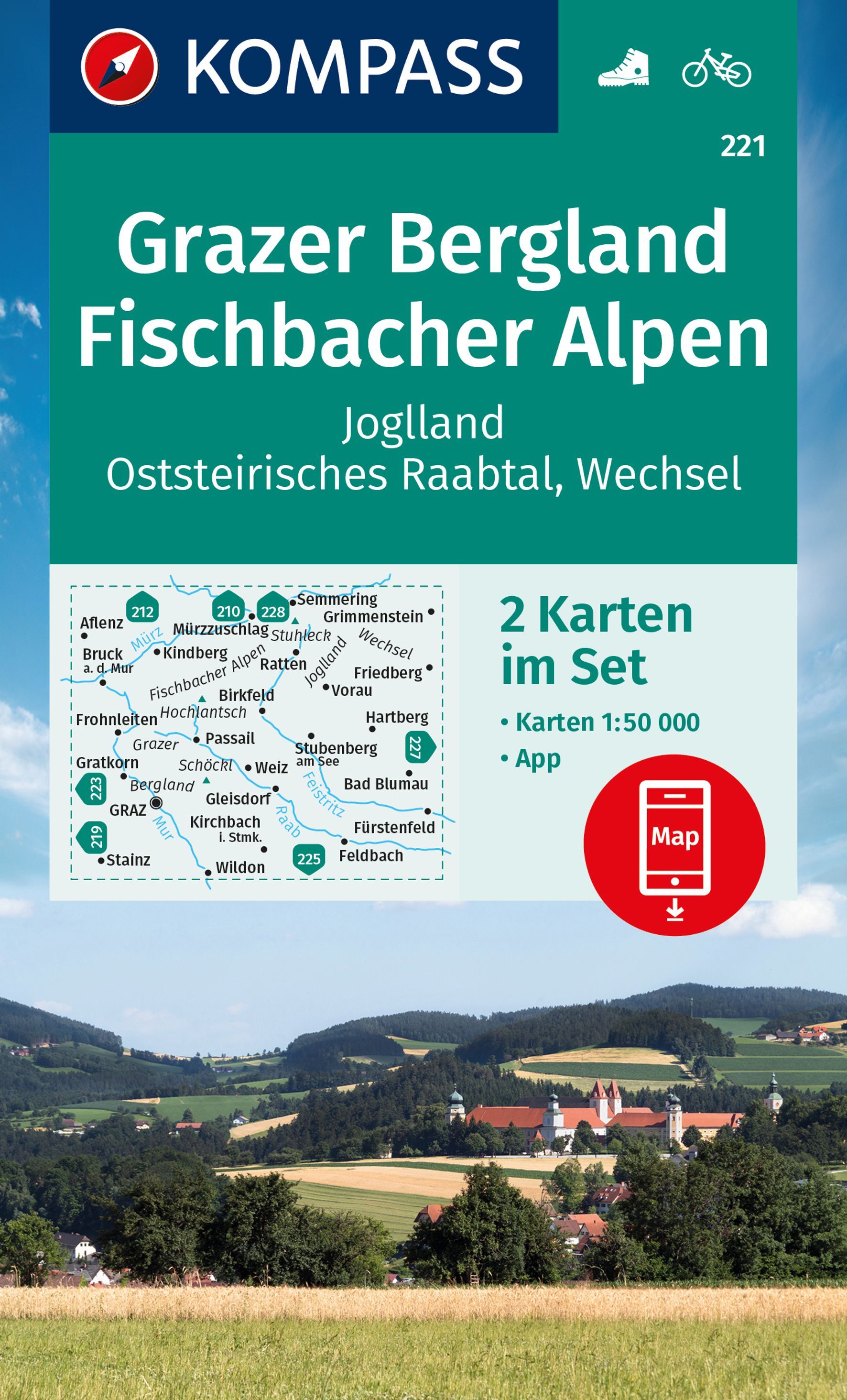 9783991219927 Cover Kompass Wanderkarte Grazer Bergland, Fischbacher Alpen
