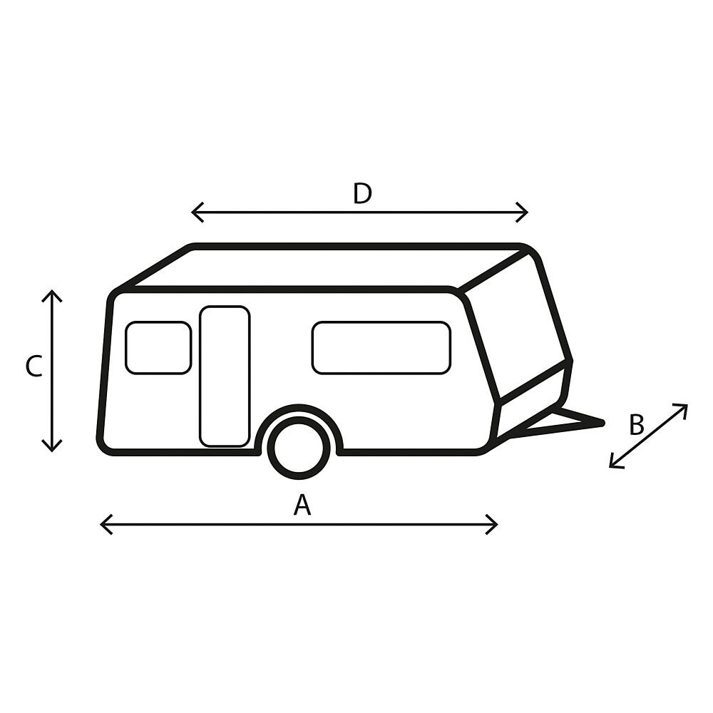 9944788400 BRUNNER Schutzhülle Caravan Cover, Zeichnung mit Seitenbeschriftung für Maße