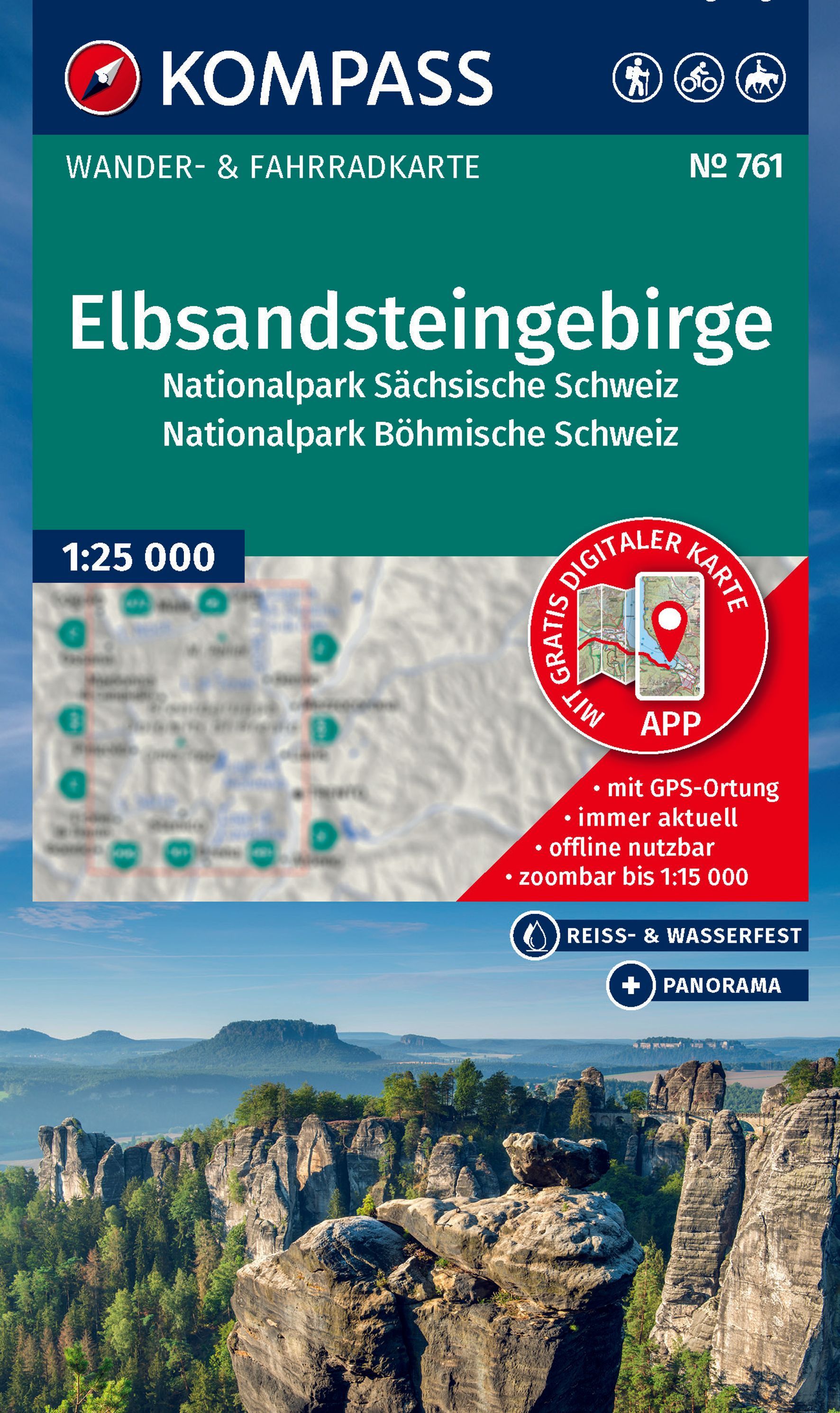 KOMPASS Wanderkarte 761 Elbsandsteingebirge Werbung, Plakat