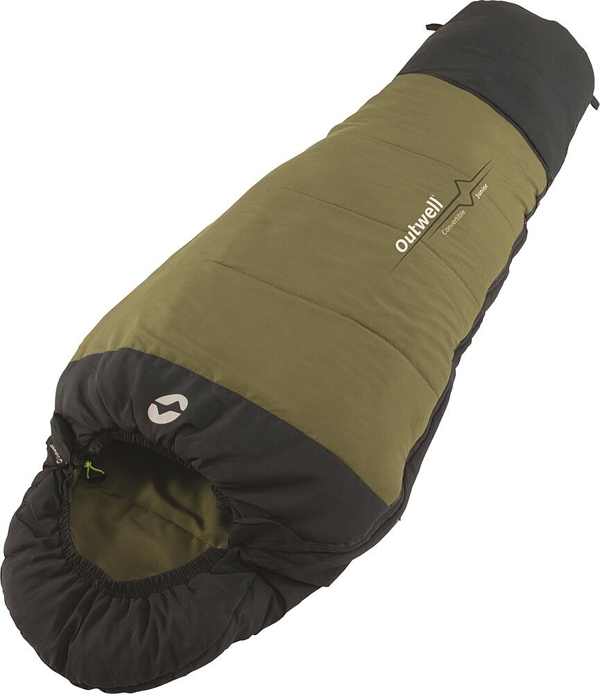 996156012 Outwell Schlafsack Convertible junior, dunkelgrün und grün komplett geschlossen