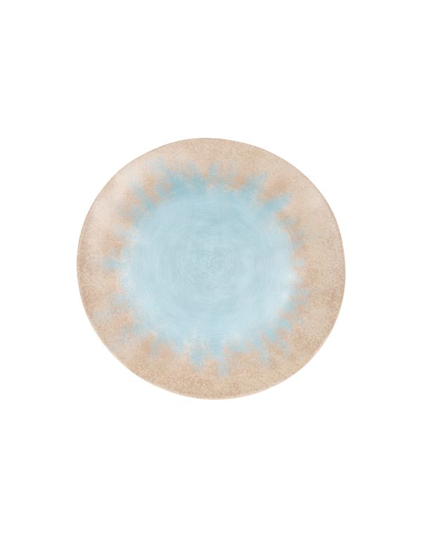 teller, speiseteller, dekoteller, sandfarben, blaues muster