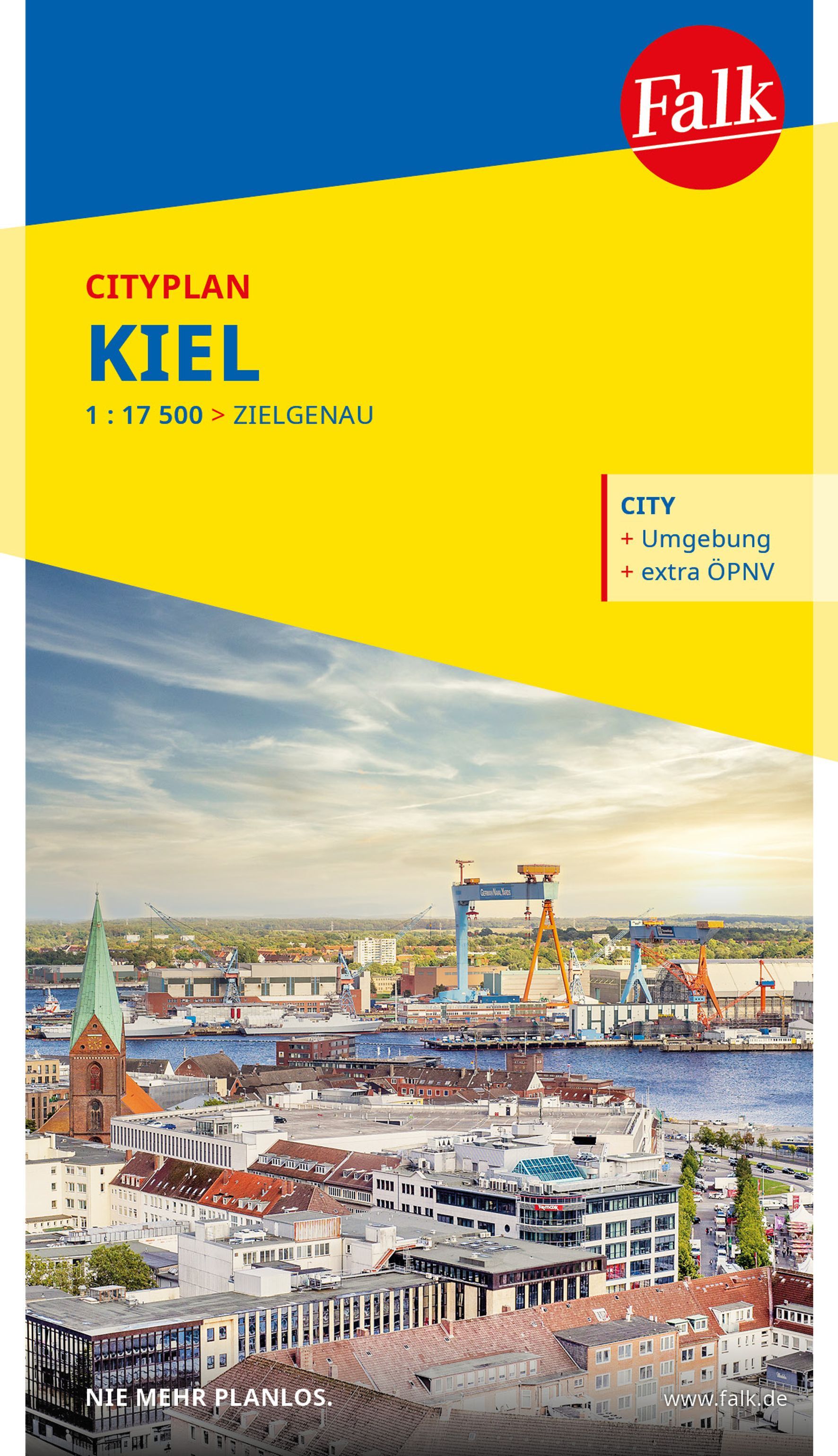 Falk Cityplan Kiel 1:17.500 Cityplan Kiel, Blick von oben auf die Stadt mit Fluss