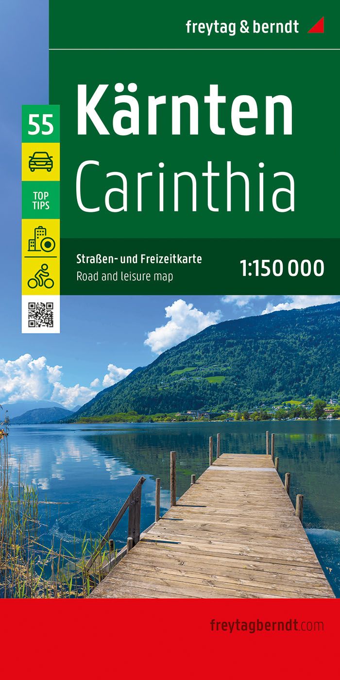Kärnten, Straßen- und Freizeitkarte 1:150.000, f&b Wasser, Uferpromenade, Seebrücke, Hafen, Werbung