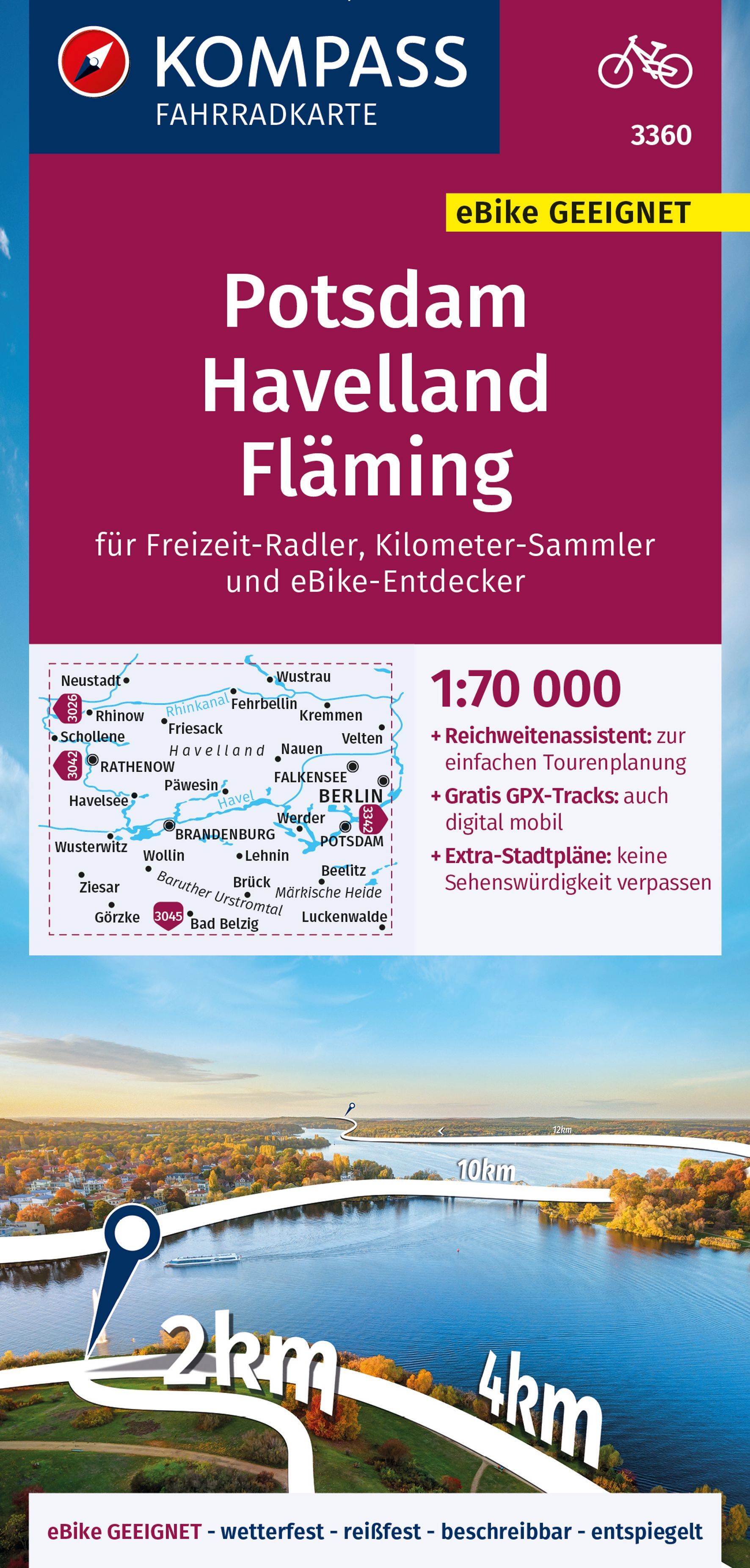 9783991219125 Cover Kompass Fahrradkarte Potsdam, Havelland, Fläming